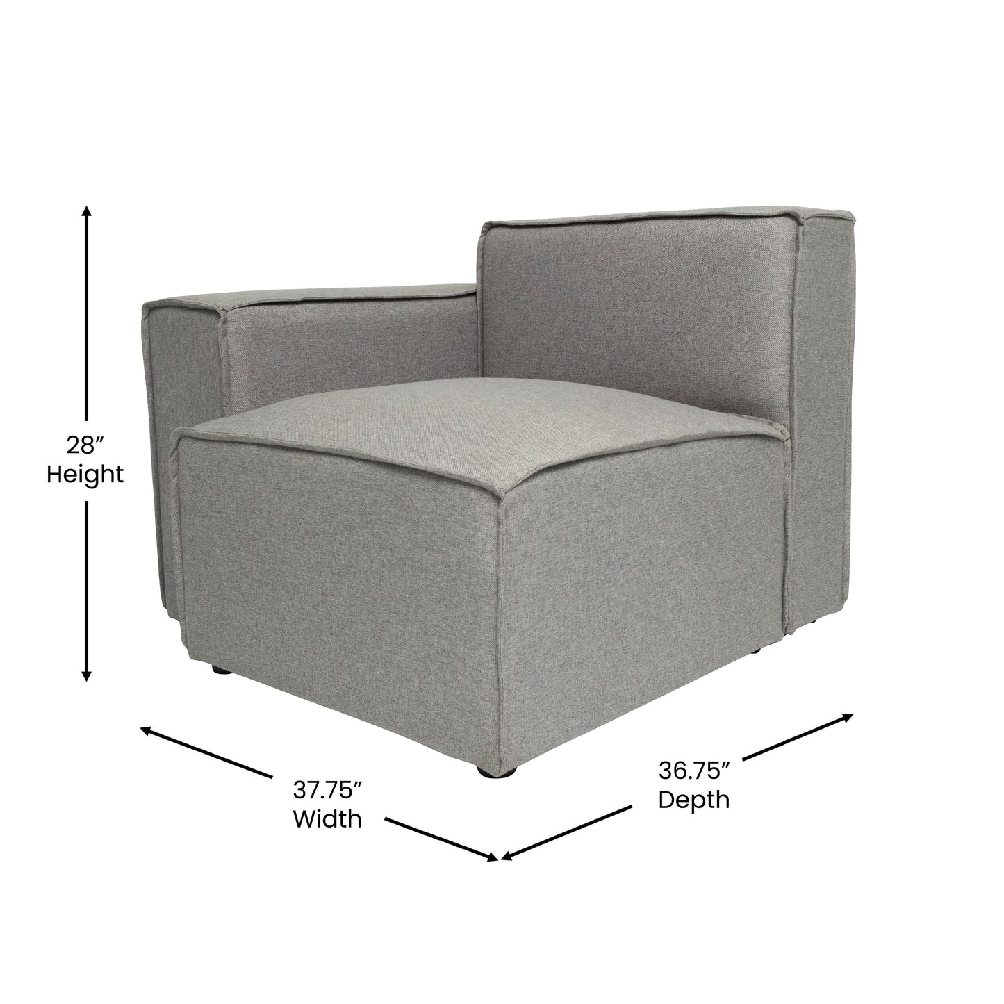 Bridgetown Luxury Modular Sectional Sofa Left Side with Arm Rest, Gray Gray