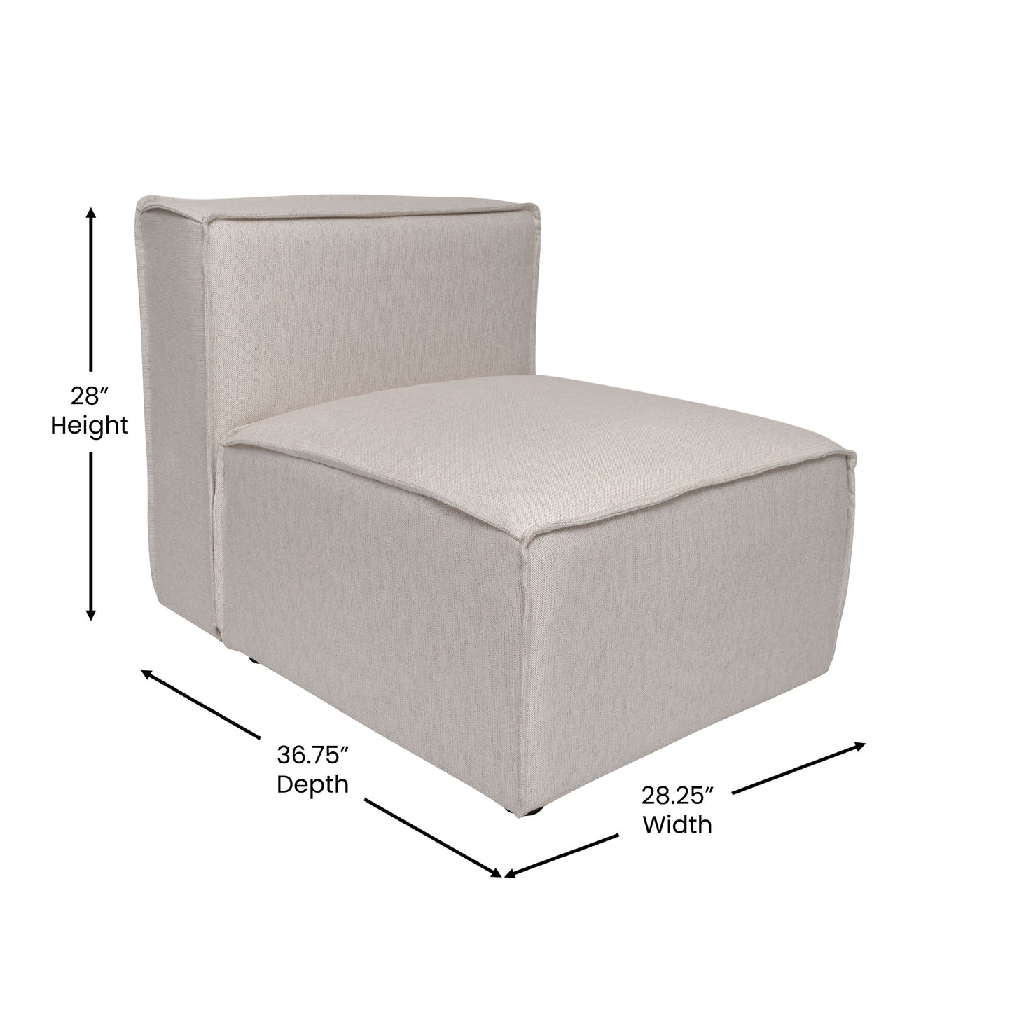 Bridgetown Luxury Modular Sectional Sofa Armless Center Seat, Cream Cream