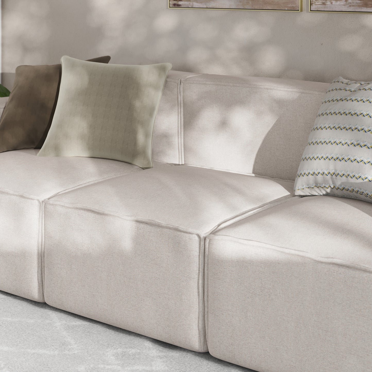 Bridgetown Luxury Modular Sectional Sofa Armless Center Seat, Cream Cream