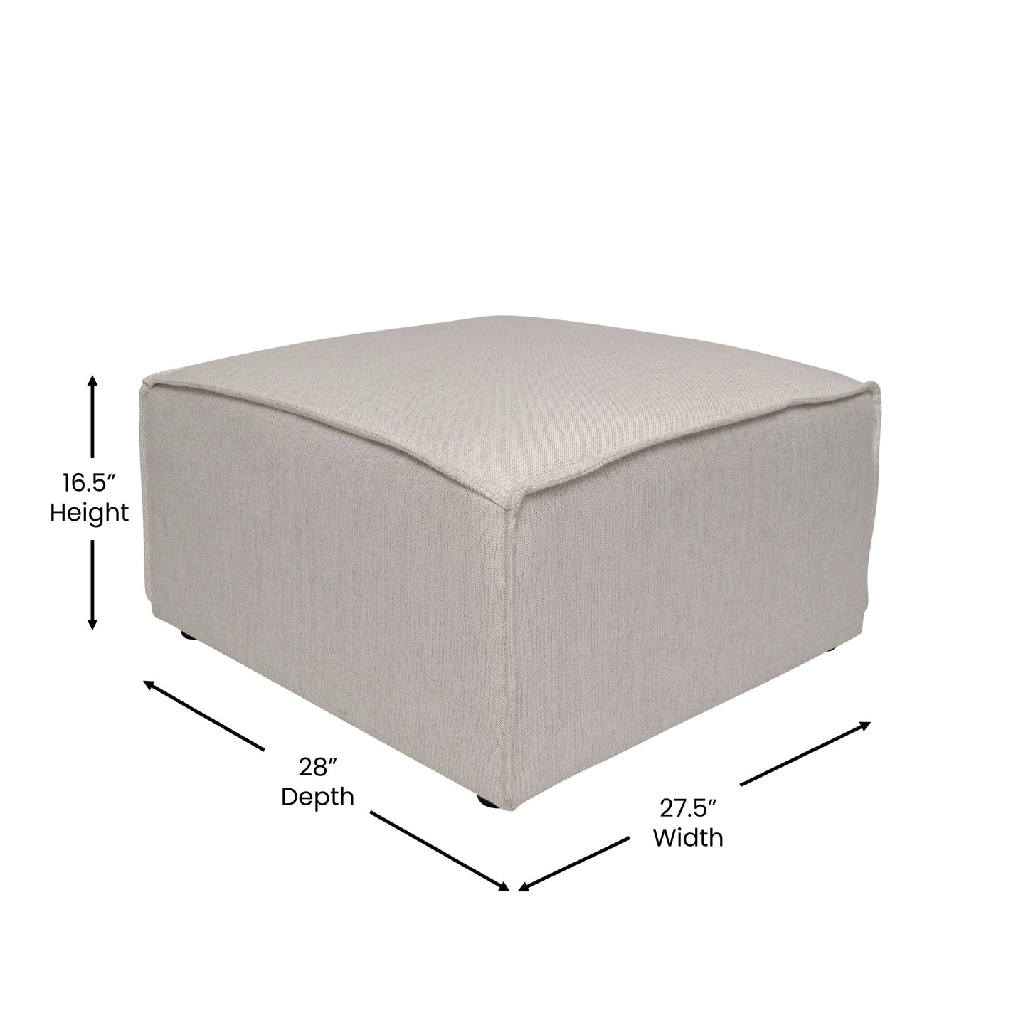 Bridgetown Luxury Modular Sectional Sofa Ottoman Seat, Cream Cream