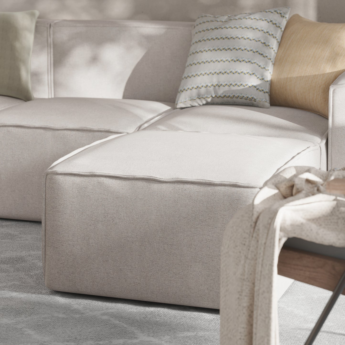 Bridgetown Luxury Modular Sectional Sofa Ottoman Seat, Cream Cream