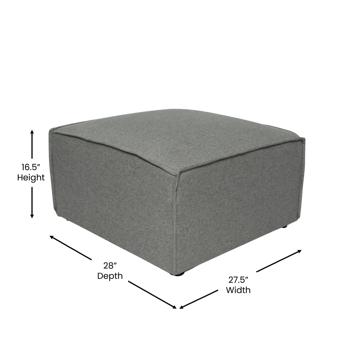 Bridgetown Luxury Modular Sectional Sofa Ottoman Seat, Dark Gray Dark Gray