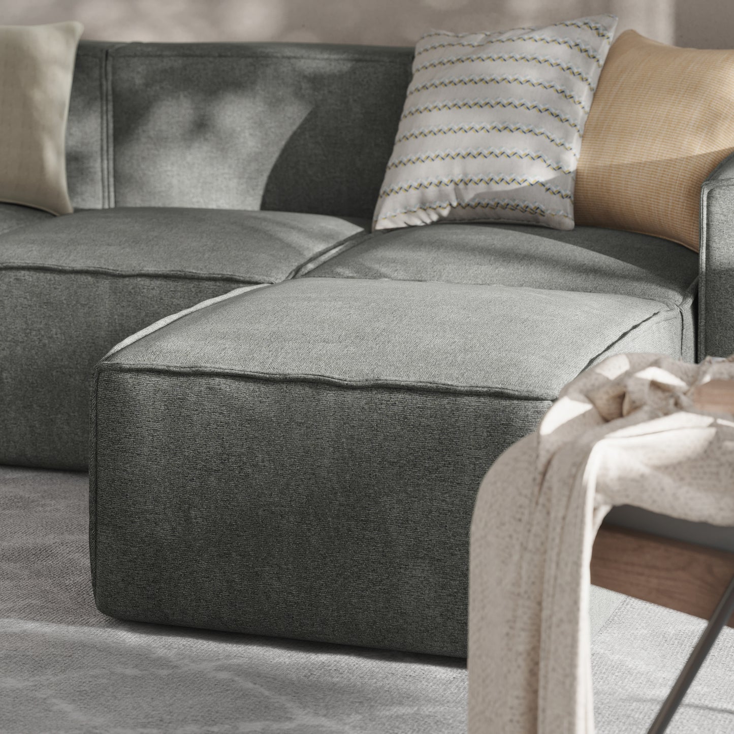 Bridgetown Luxury Modular Sectional Sofa Ottoman Seat, Dark Gray Dark Gray