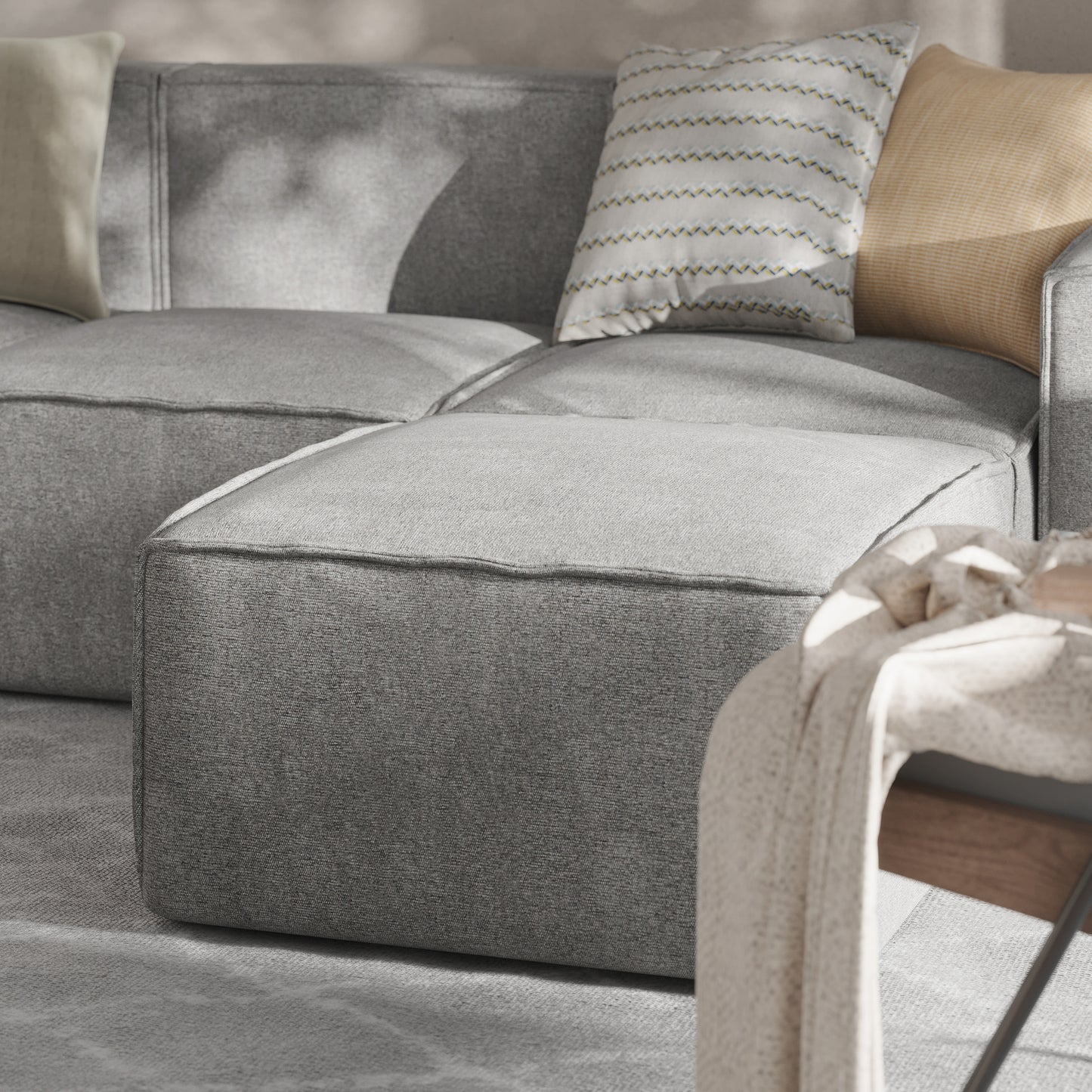 Bridgetown Luxury Modular Sectional Sofa Ottoman Seat, Gray Gray