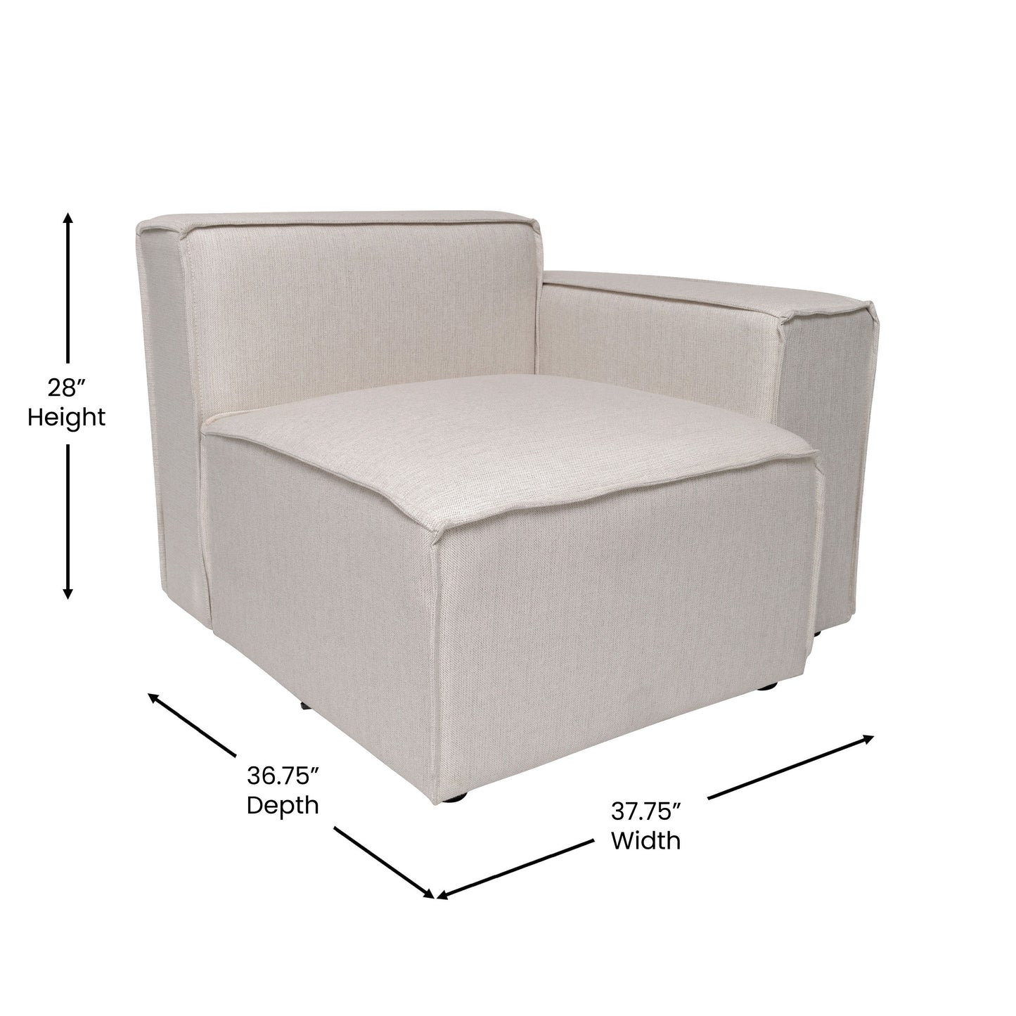 Bridgetown Luxury Modular Sectional Sofa Right Side with Arm Rest, Cream Cream