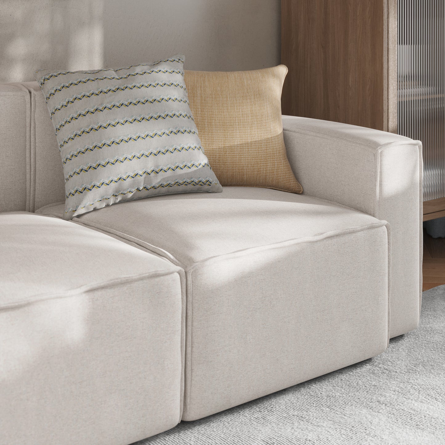 Bridgetown Luxury Modular Sectional Sofa Right Side with Arm Rest, Cream Cream