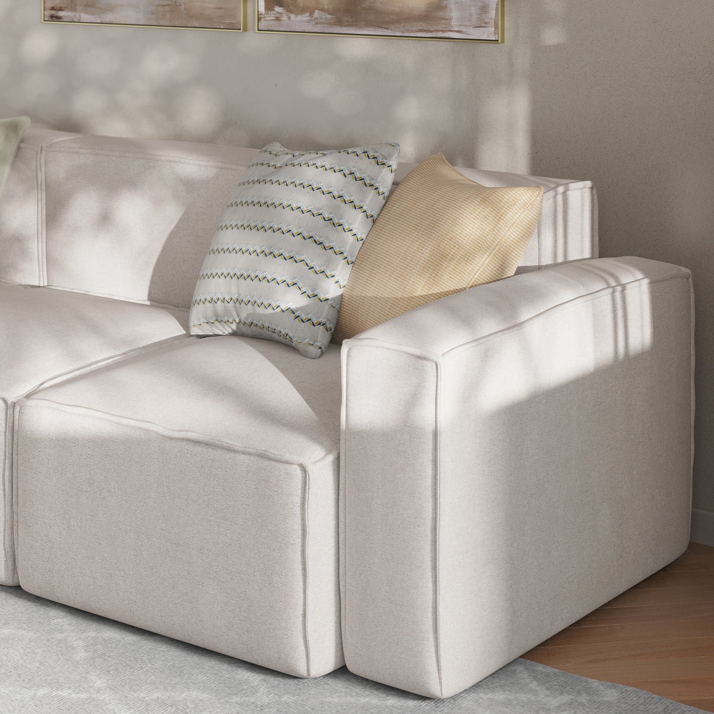 Bridgetown Luxury Modular Sectional Sofa Right Side with Arm Rest, Cream Cream