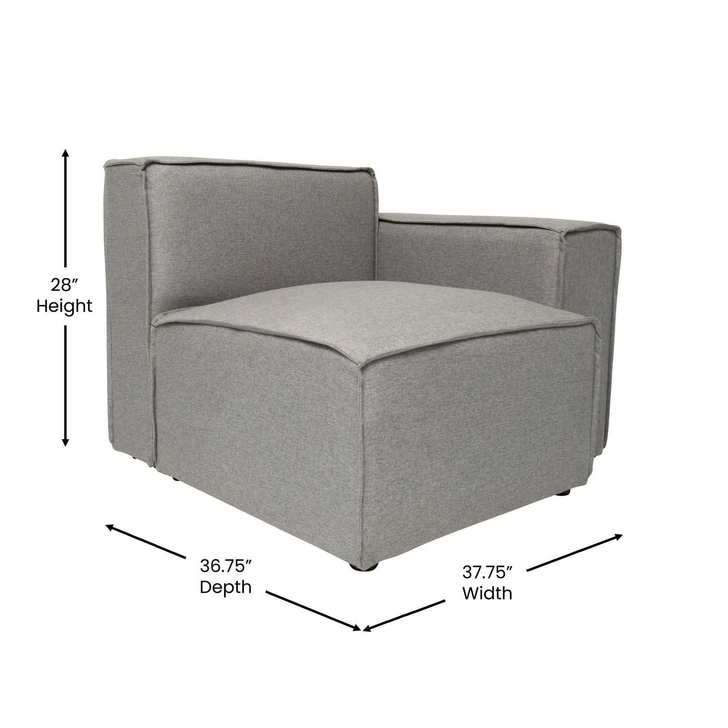 Bridgetown Luxury Modular Sectional Sofa Right Side with Arm Rest, Gray Gray