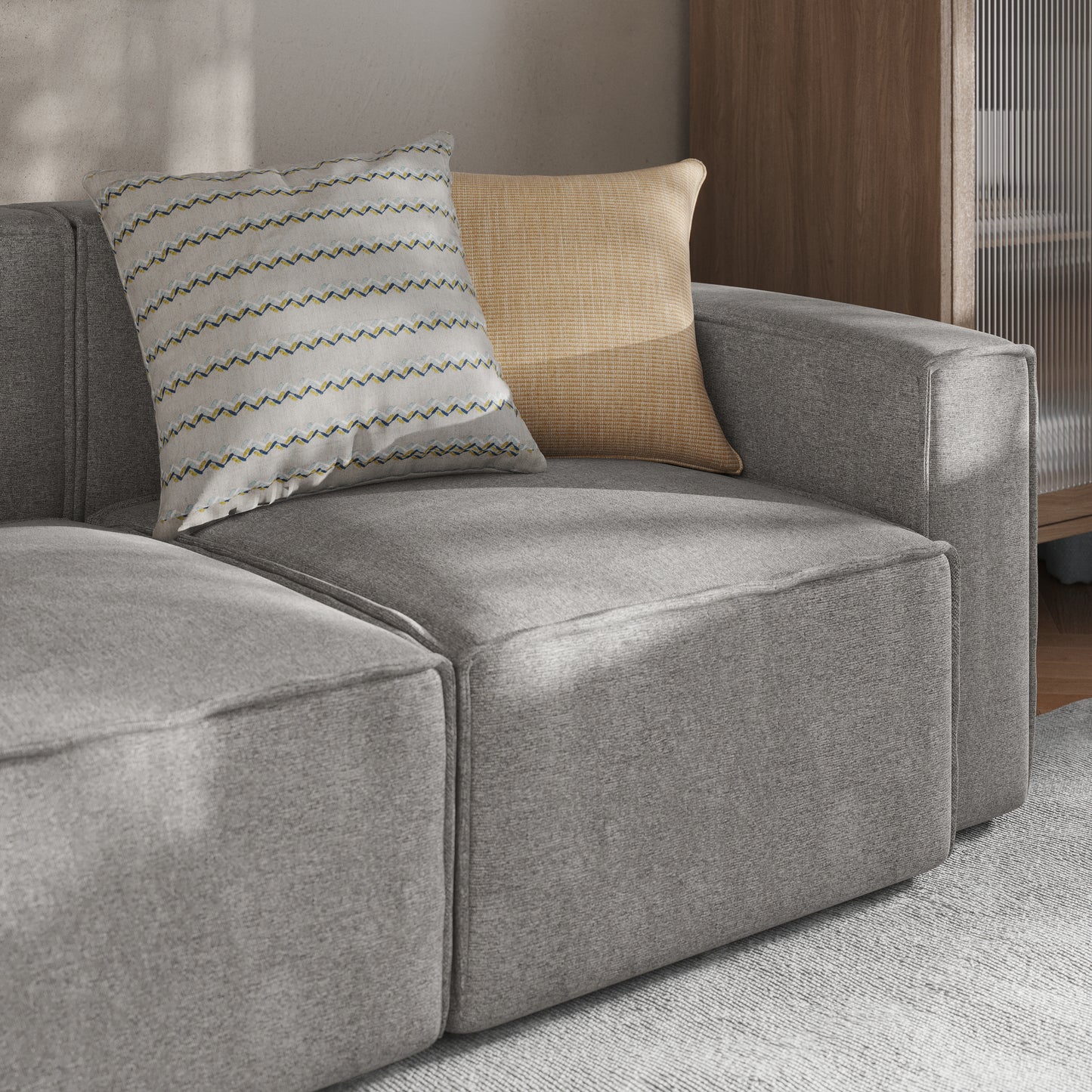 Bridgetown Luxury Modular Sectional Sofa Right Side with Arm Rest, Gray Gray