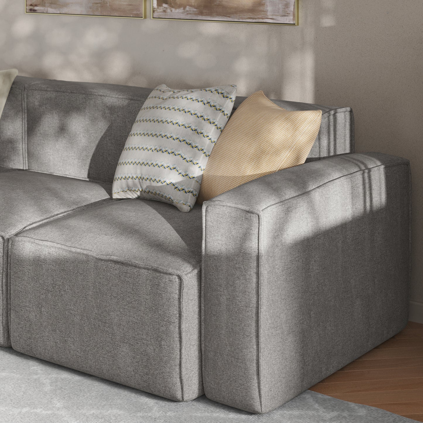 Bridgetown Luxury Modular Sectional Sofa Right Side with Arm Rest, Gray Gray