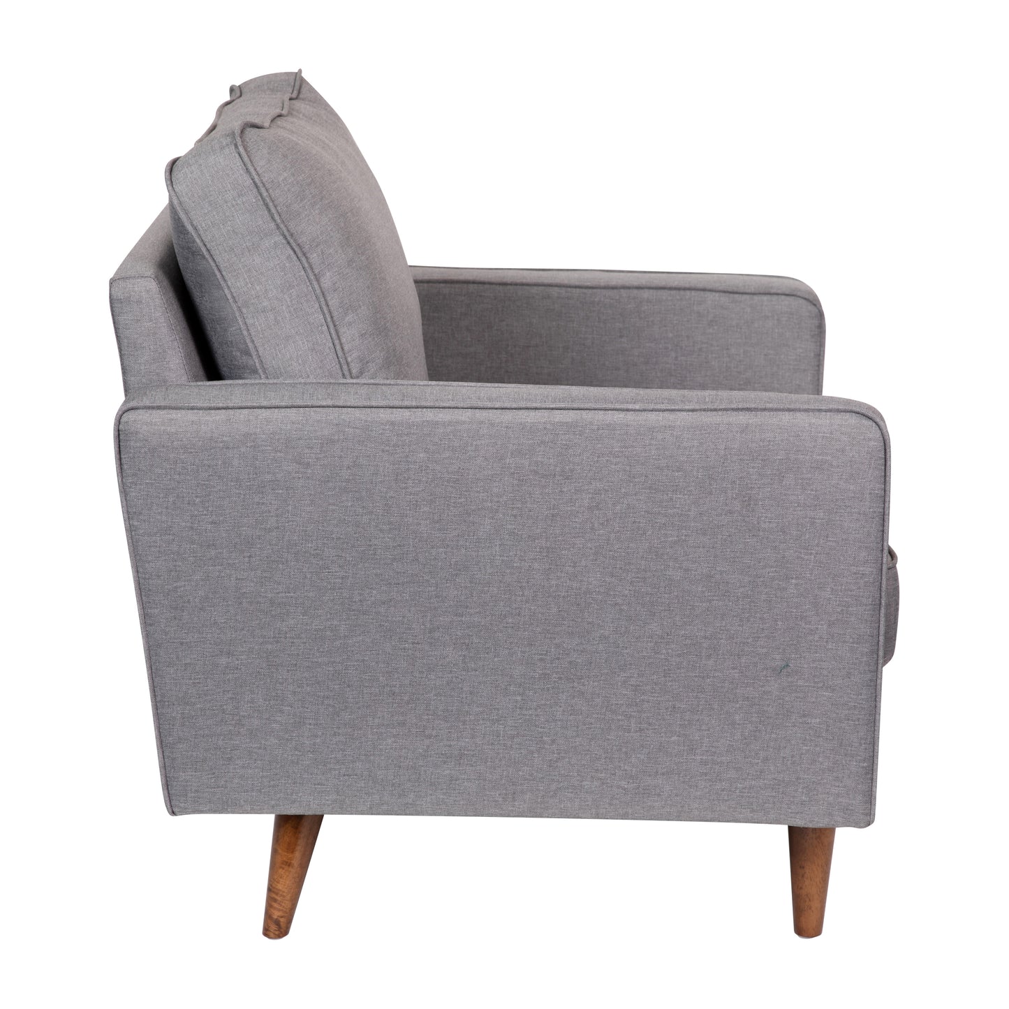 Hudson Mid-Century Modern Commercial Grade Armchair with Tufted Faux Linen Upholstery & Solid Wood Legs in Slate Gray Slate Gray