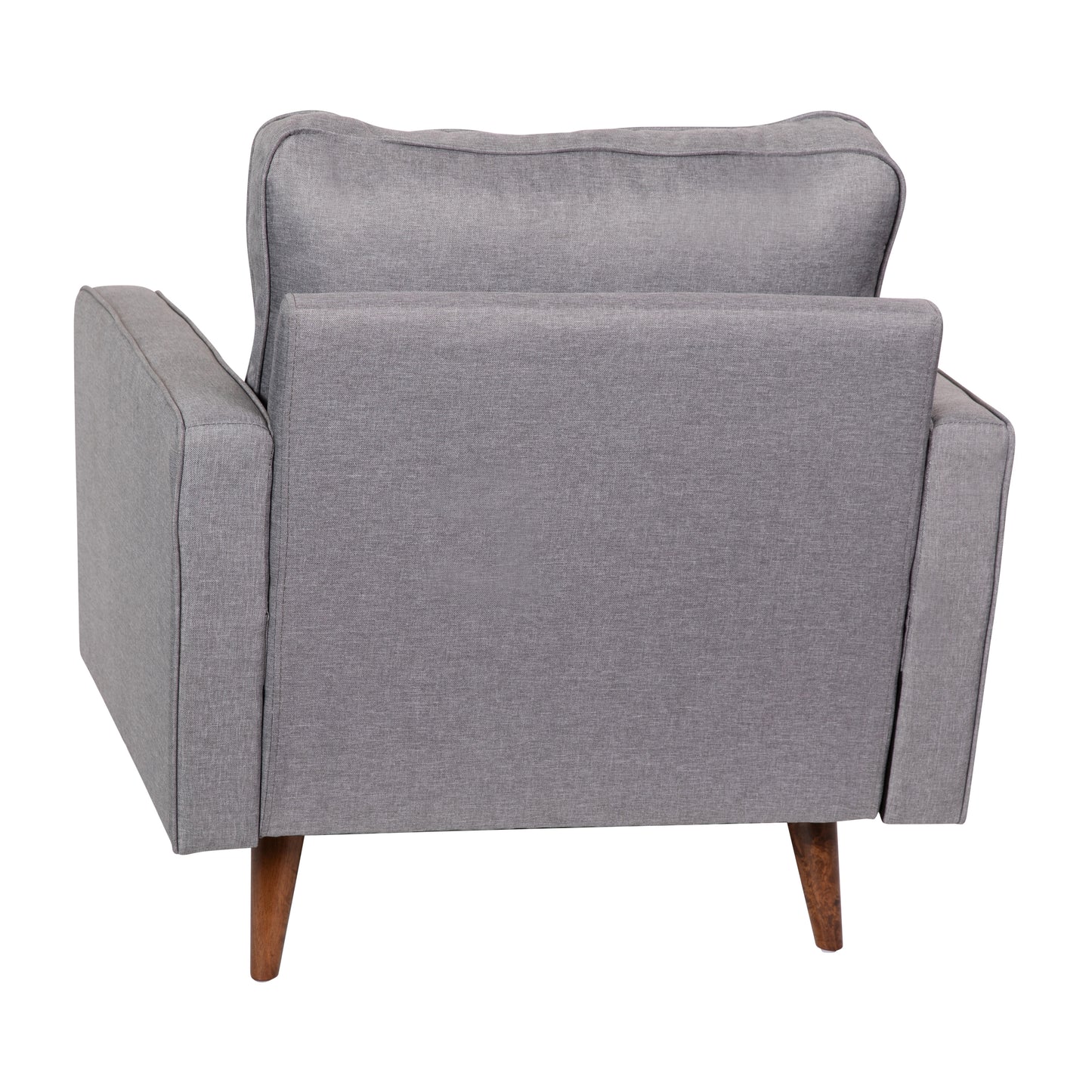Hudson Mid-Century Modern Commercial Grade Armchair with Tufted Faux Linen Upholstery & Solid Wood Legs in Slate Gray Slate Gray