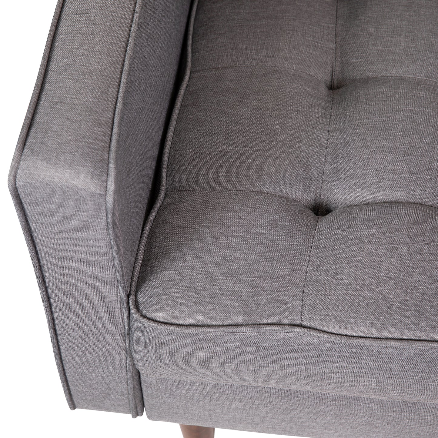 Hudson Mid-Century Modern Commercial Grade Armchair with Tufted Faux Linen Upholstery & Solid Wood Legs in Slate Gray Slate Gray