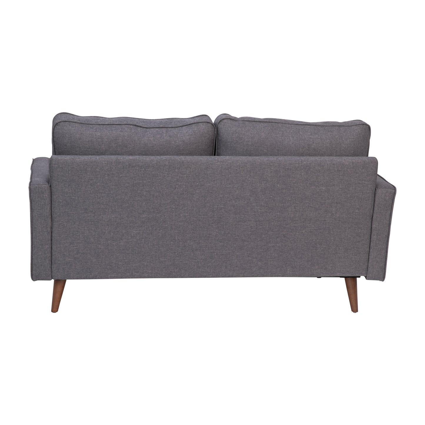 Hudson Mid-Century Modern Loveseat Sofa with Tufted Faux Linen Upholstery & Solid Wood Legs in Dark Gray Dark Gray