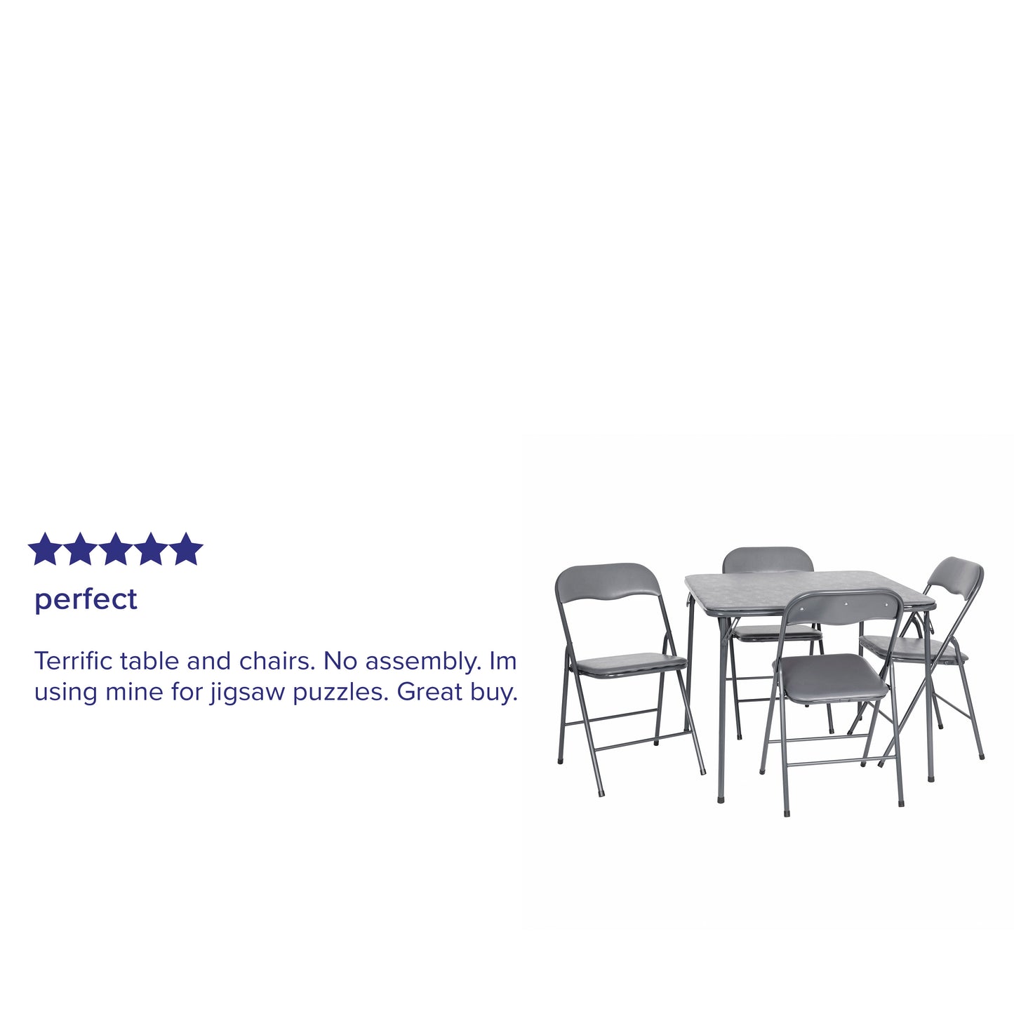 Madison 5 Piece Gray Folding Card Table and Chair Set Gray