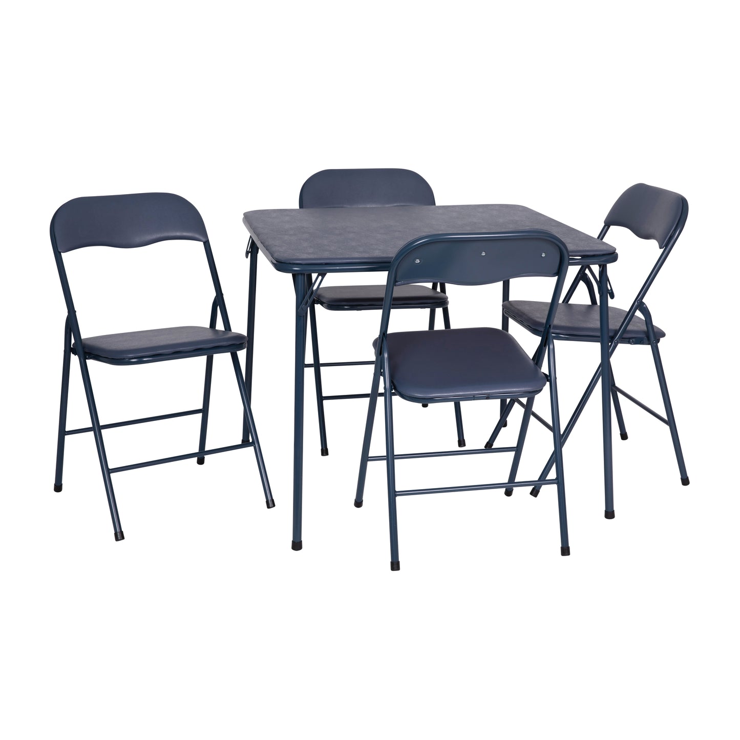 Madison 5 Piece Navy Folding Card Table and Chair Set Navy