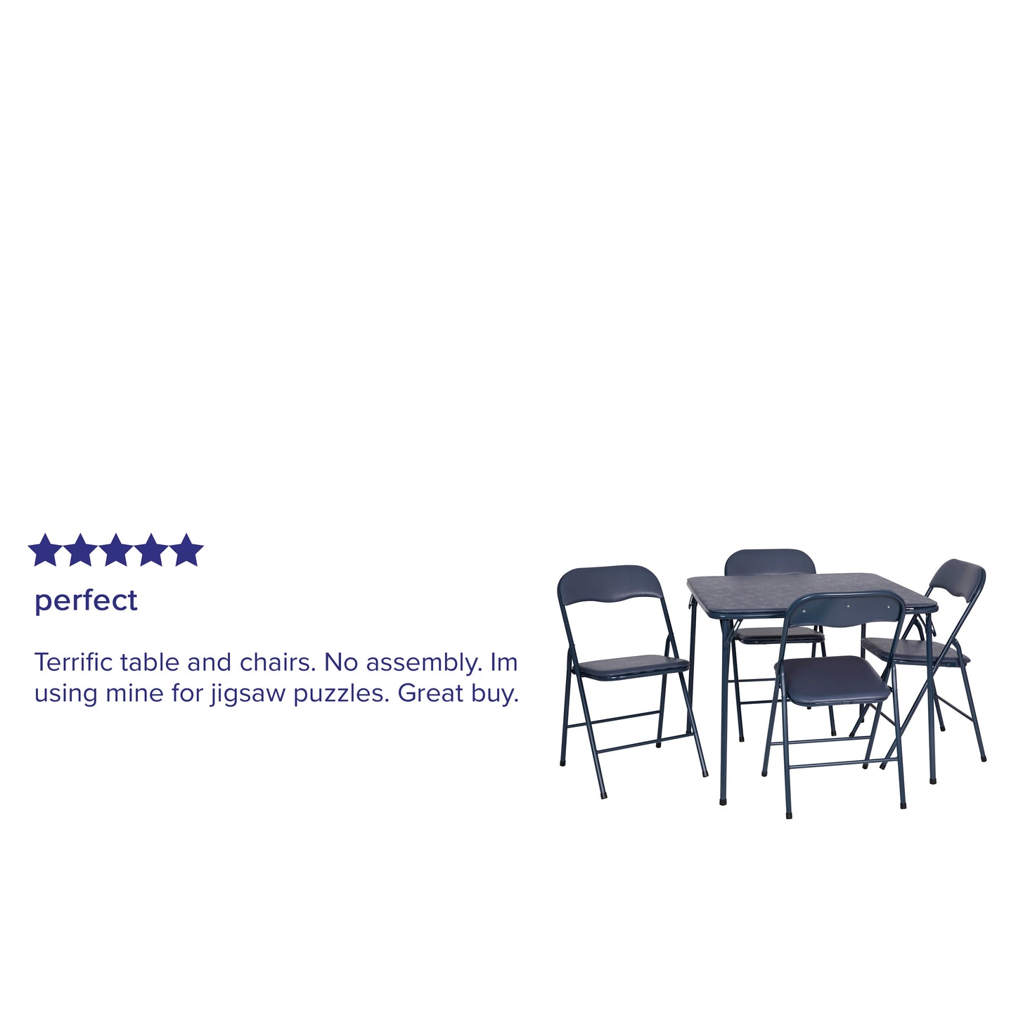 Madison 5 Piece Navy Folding Card Table and Chair Set Navy