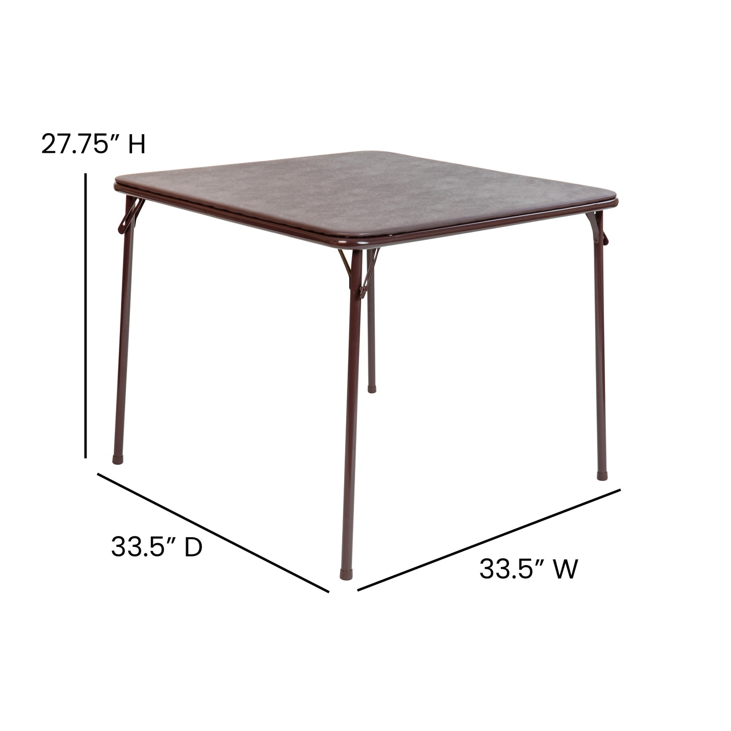 Madelyn Brown 33.5" Folding Card Table for 4 with Foldable Legs and Portable Lightweight Design Brown