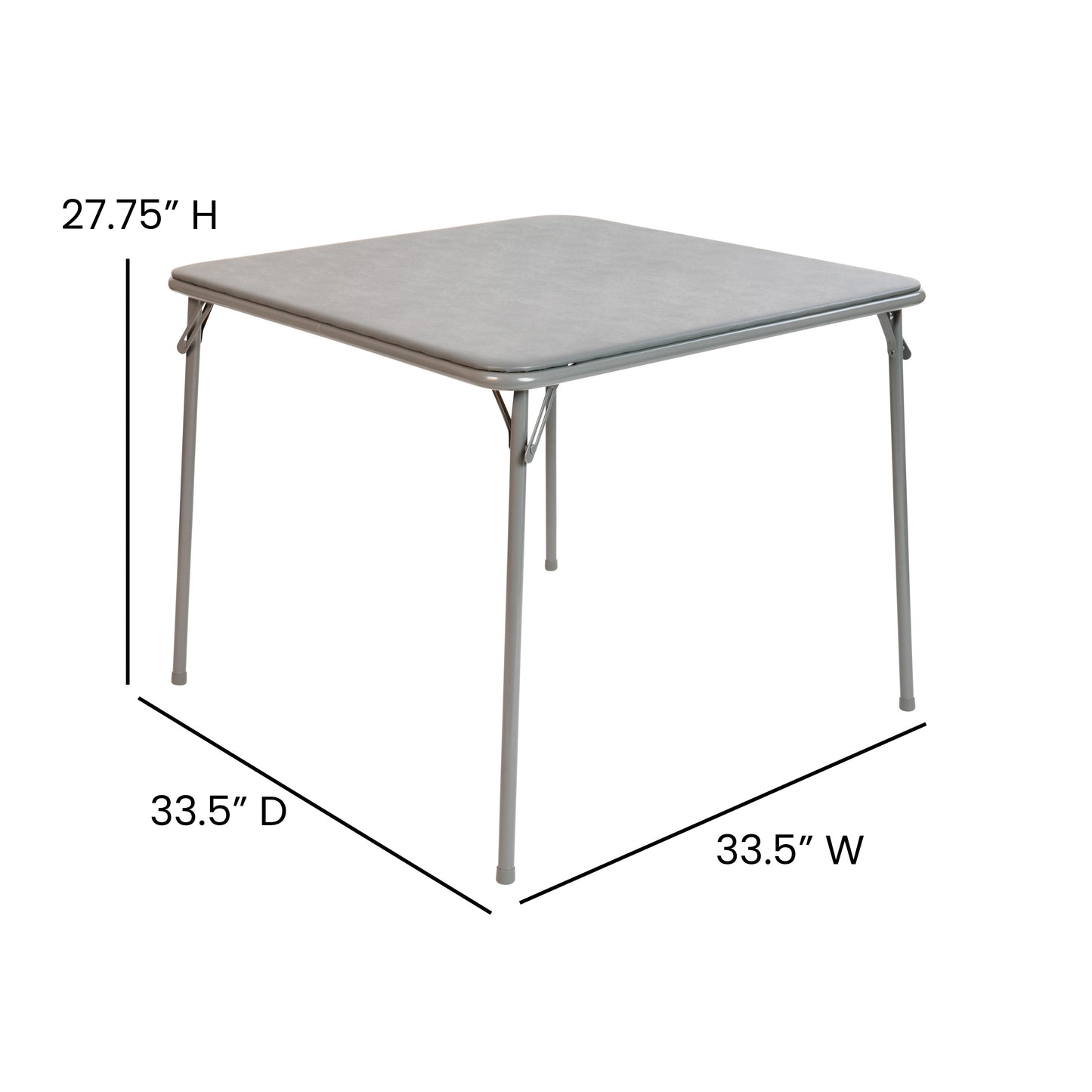 Madelyn Gray 33.5" Folding Card Table for 4 with Foldable Legs and Portable Lightweight Design Gray