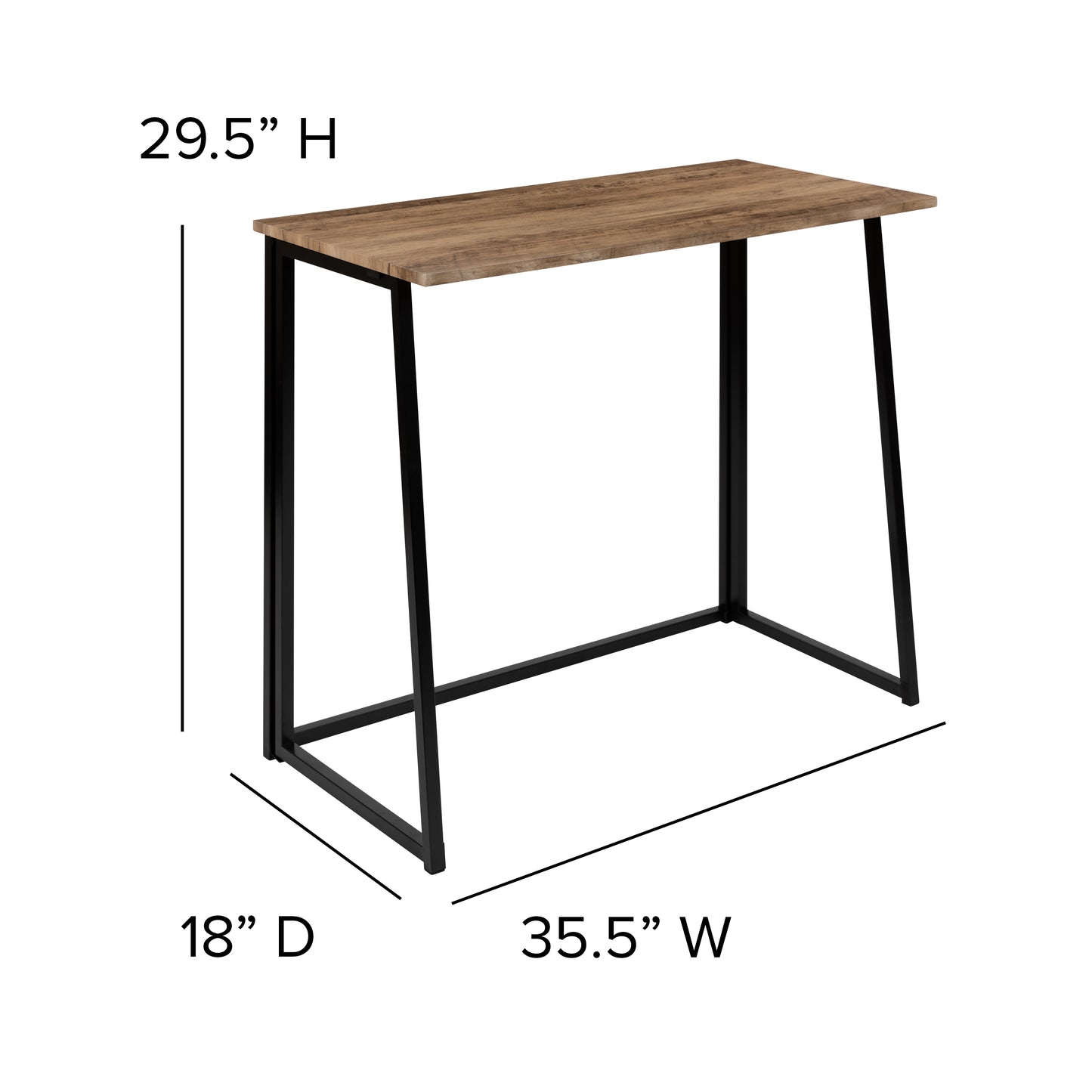 Walker Small Rustic Natural Home Office Folding Computer Desk - 36" Rustic
