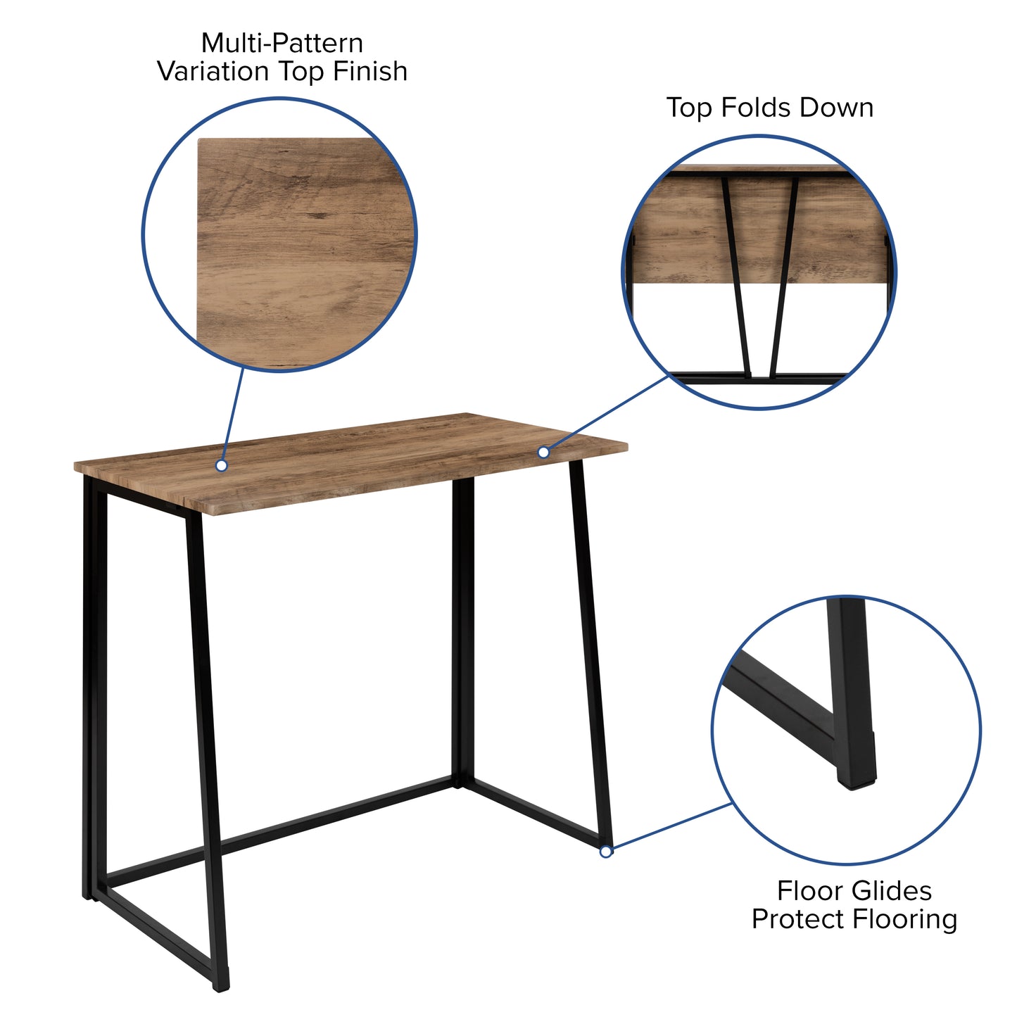 Walker Small Rustic Natural Home Office Folding Computer Desk - 36" Rustic