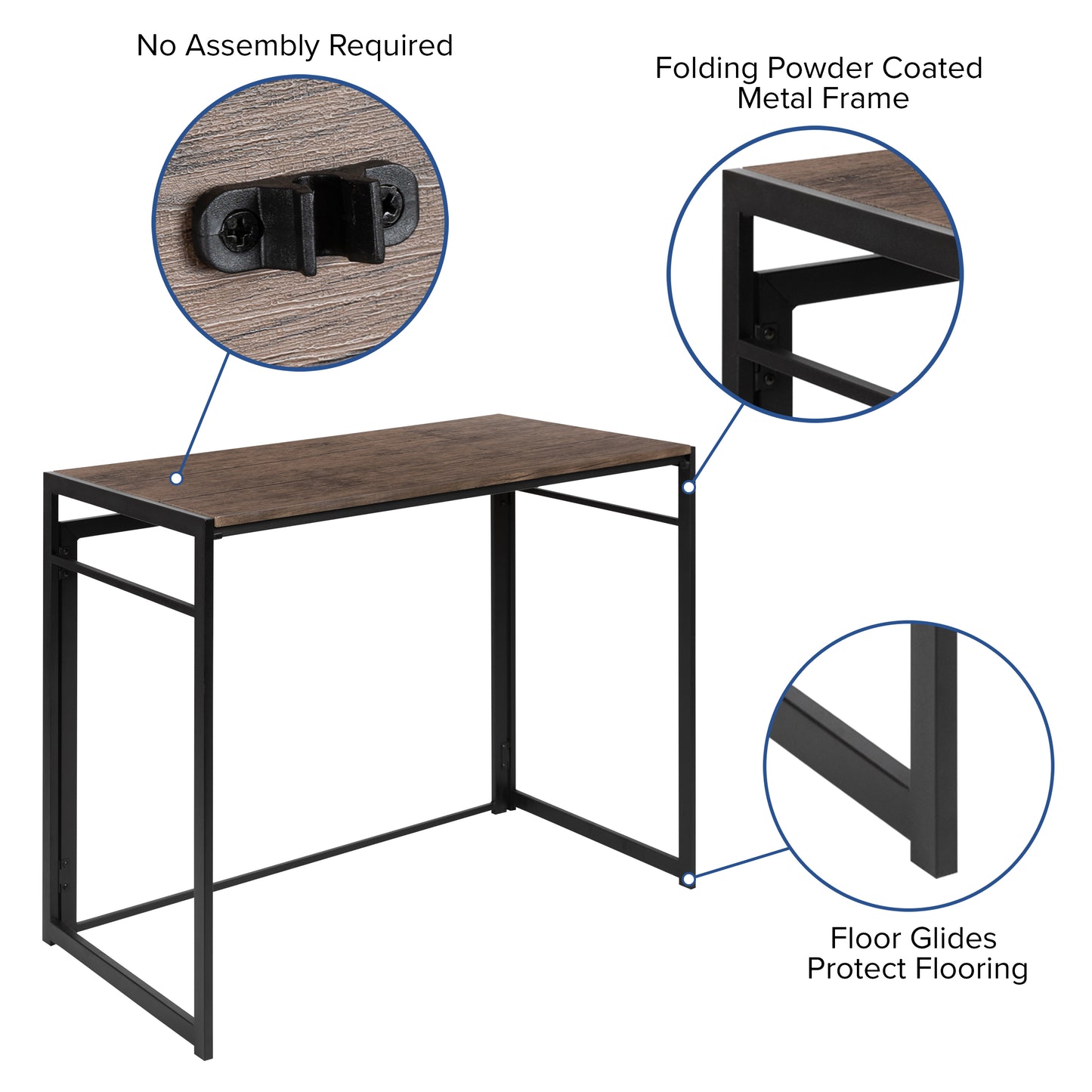 Walker Rustic Home Office Folding Computer Desk - 40" Rustic JB-YJ354F-GG