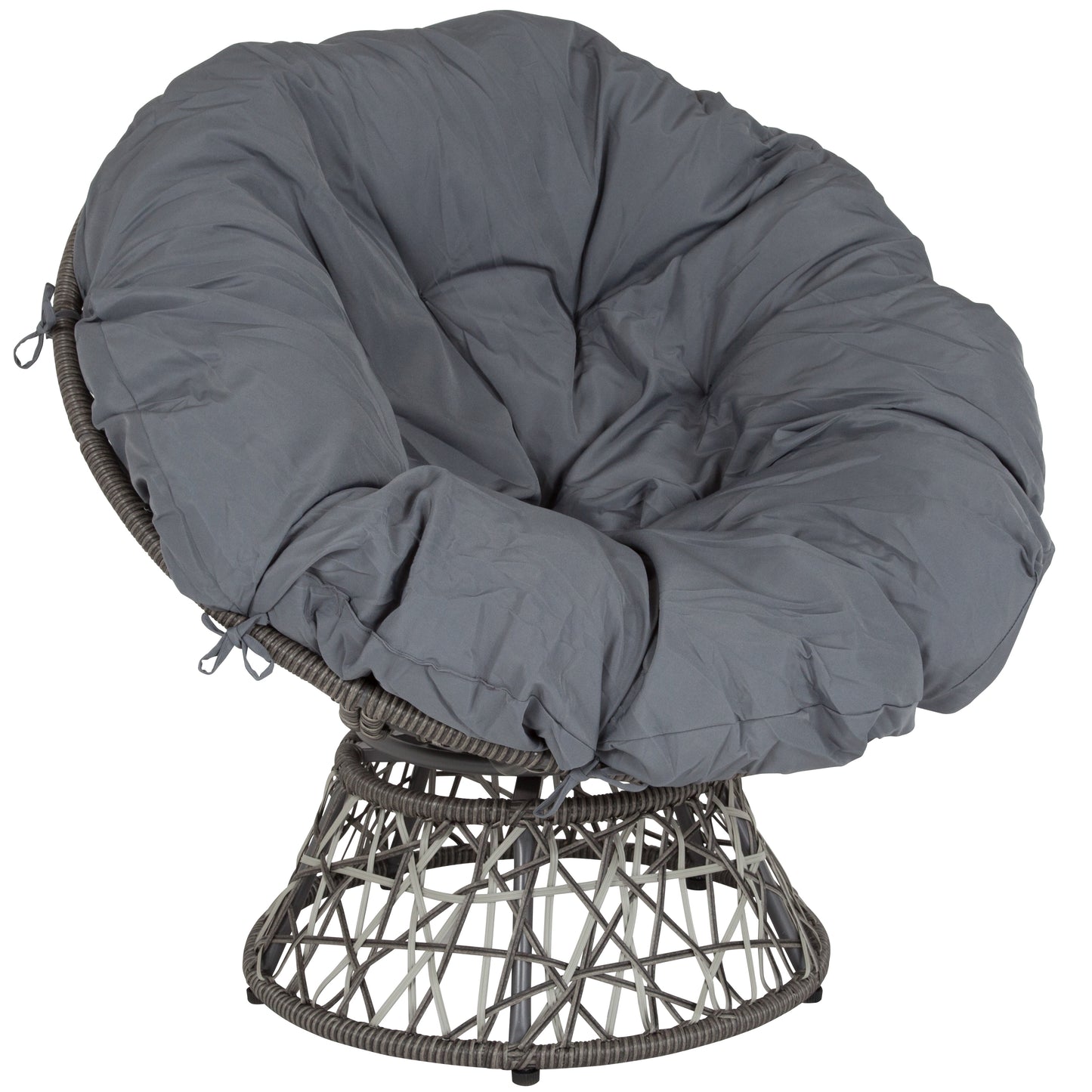 Bowie Comfort Series Swivel Patio Chair with Dark Gray Cushion Gray Cushion/Gray Frame