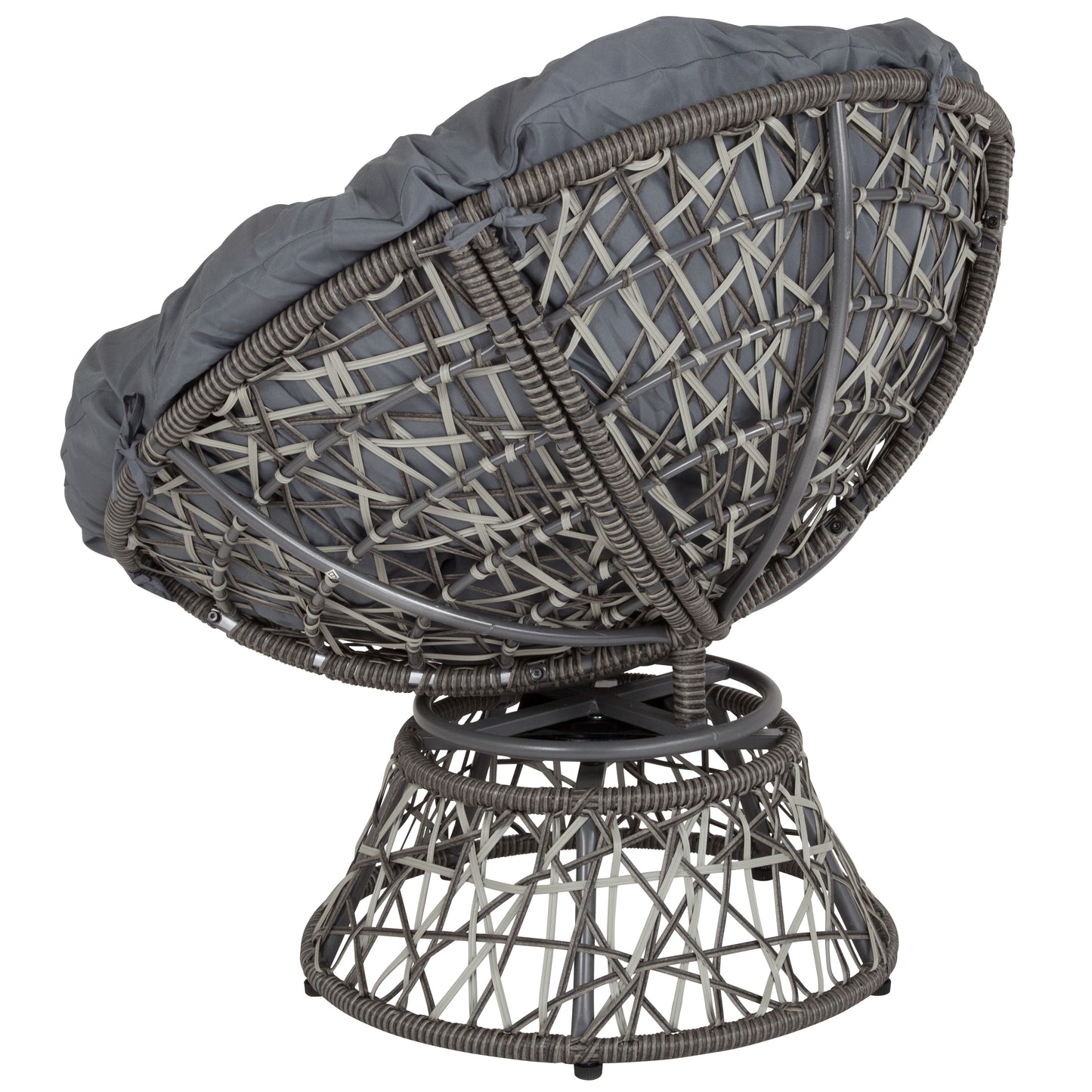Bowie Comfort Series Swivel Patio Chair with Dark Gray Cushion Gray Cushion/Gray Frame