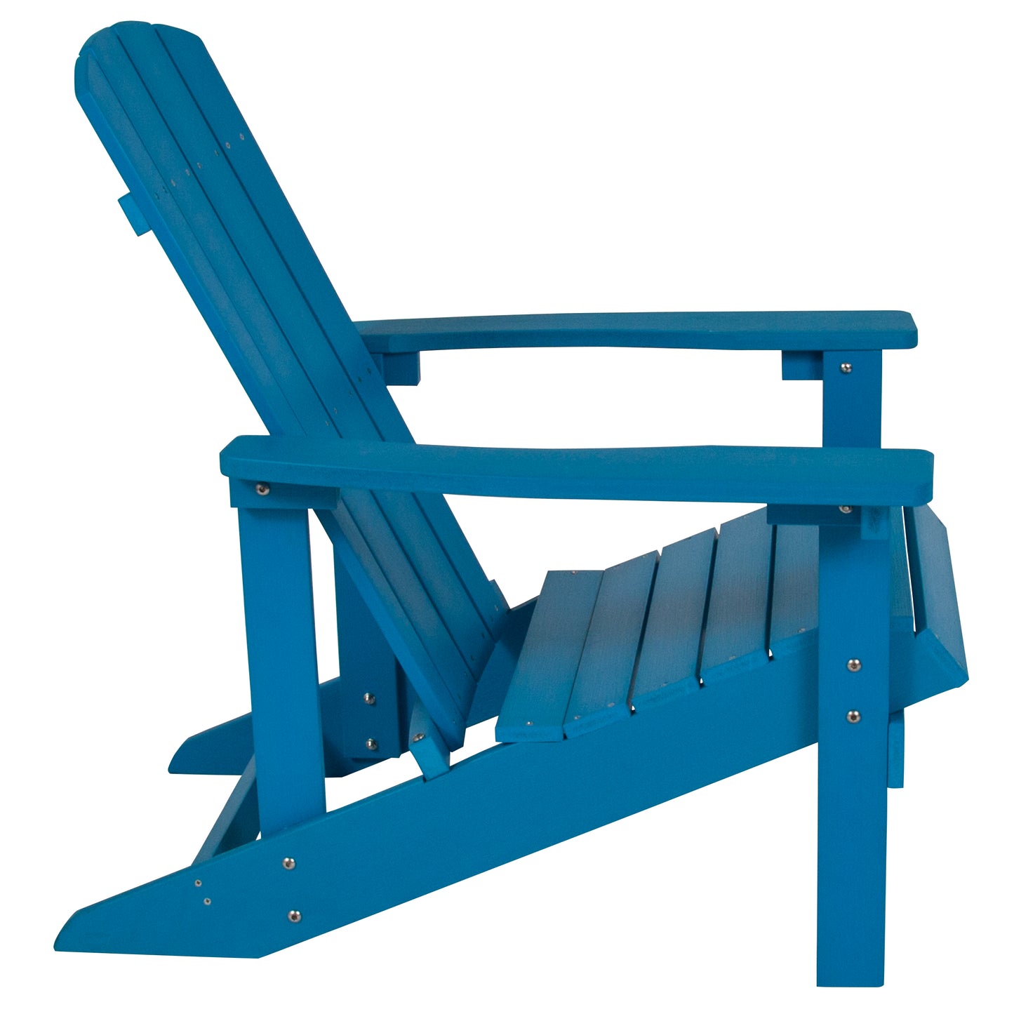 2 Pack Charlestown Commercial All-Weather Poly Resin Wood Adirondack Chairs with Side Table in Blue Blue JJ-C14501-2-T14001-BLU-GG