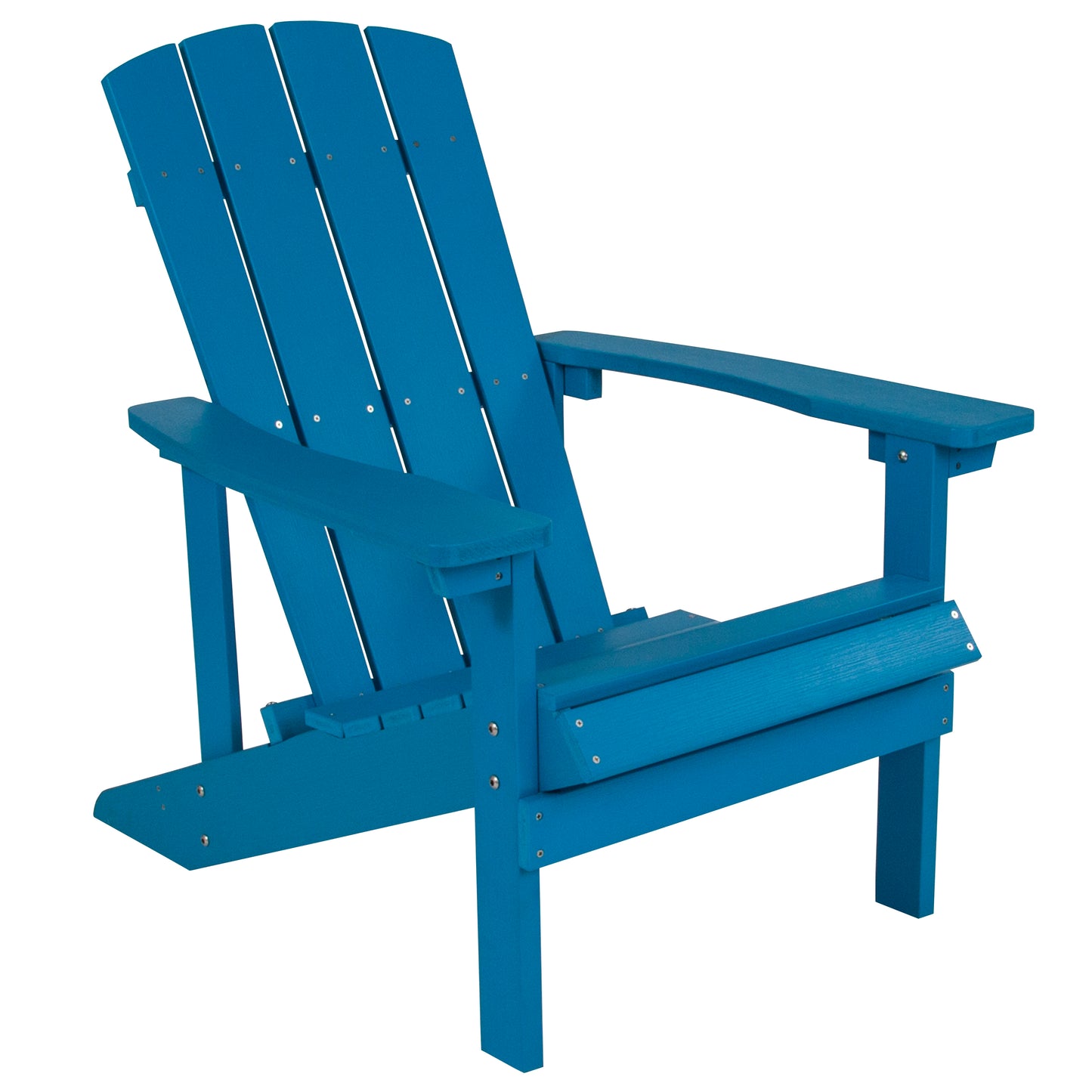 2 Pack Charlestown Commercial All-Weather Poly Resin Wood Adirondack Chairs with Side Table in Blue Blue JJ-C14501-2-T14001-BLU-GG