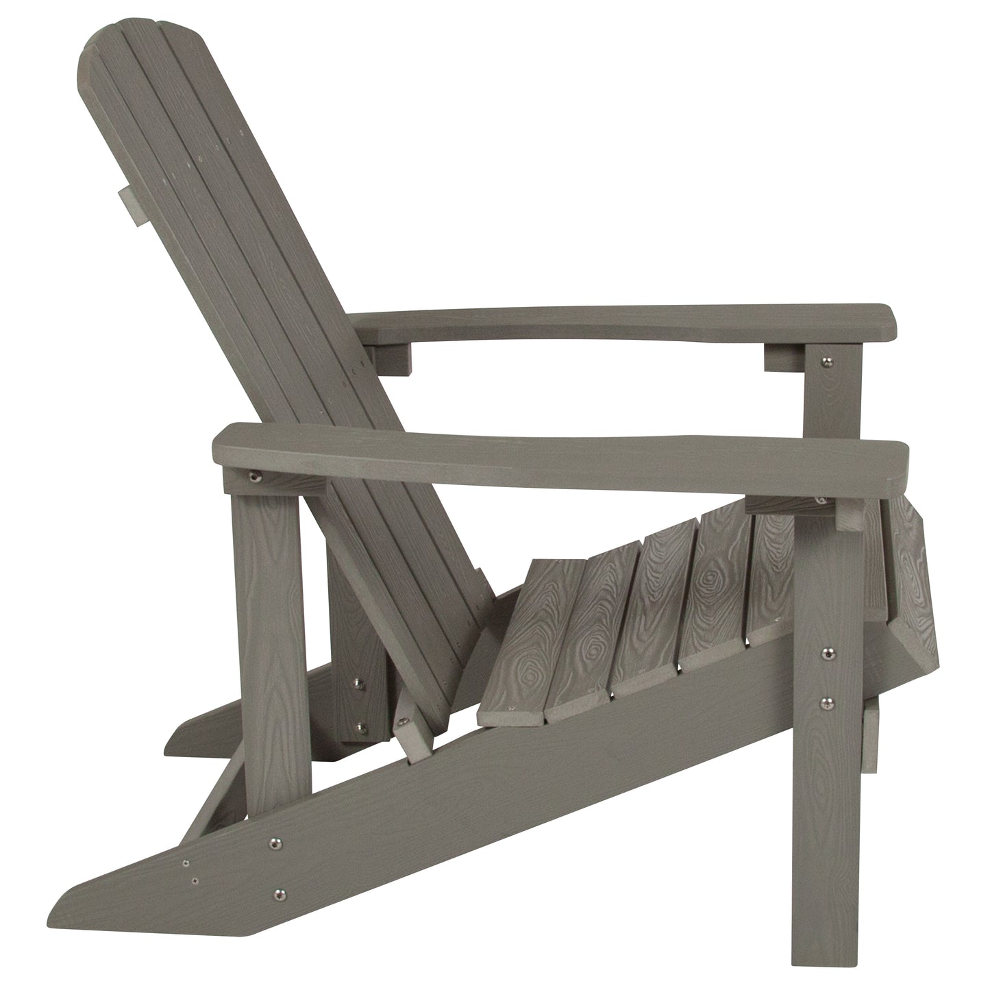 2 Pack Charlestown Commercial All-Weather Poly Resin Wood Adirondack Chairs with Side Table in Gray Gray JJ-C14501-2-T14001-GY-GG