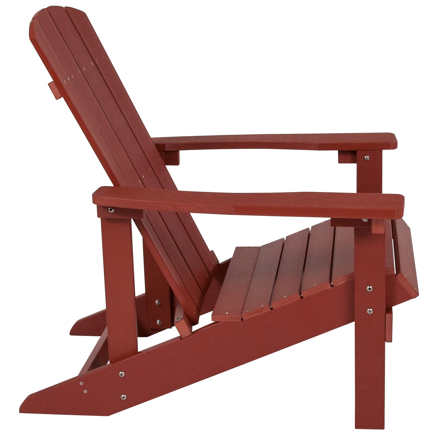 2 Pack Charlestown Commercial All-Weather Poly Resin Wood Adirondack Chairs with Side Table in Red Red JJ-C14501-2-T14001-RED-GG