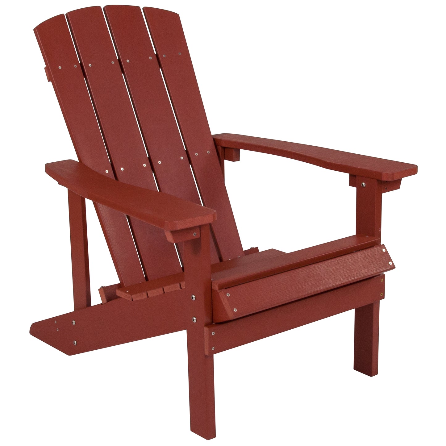 2 Pack Charlestown Commercial All-Weather Poly Resin Wood Adirondack Chairs with Side Table in Red Red JJ-C14501-2-T14001-RED-GG