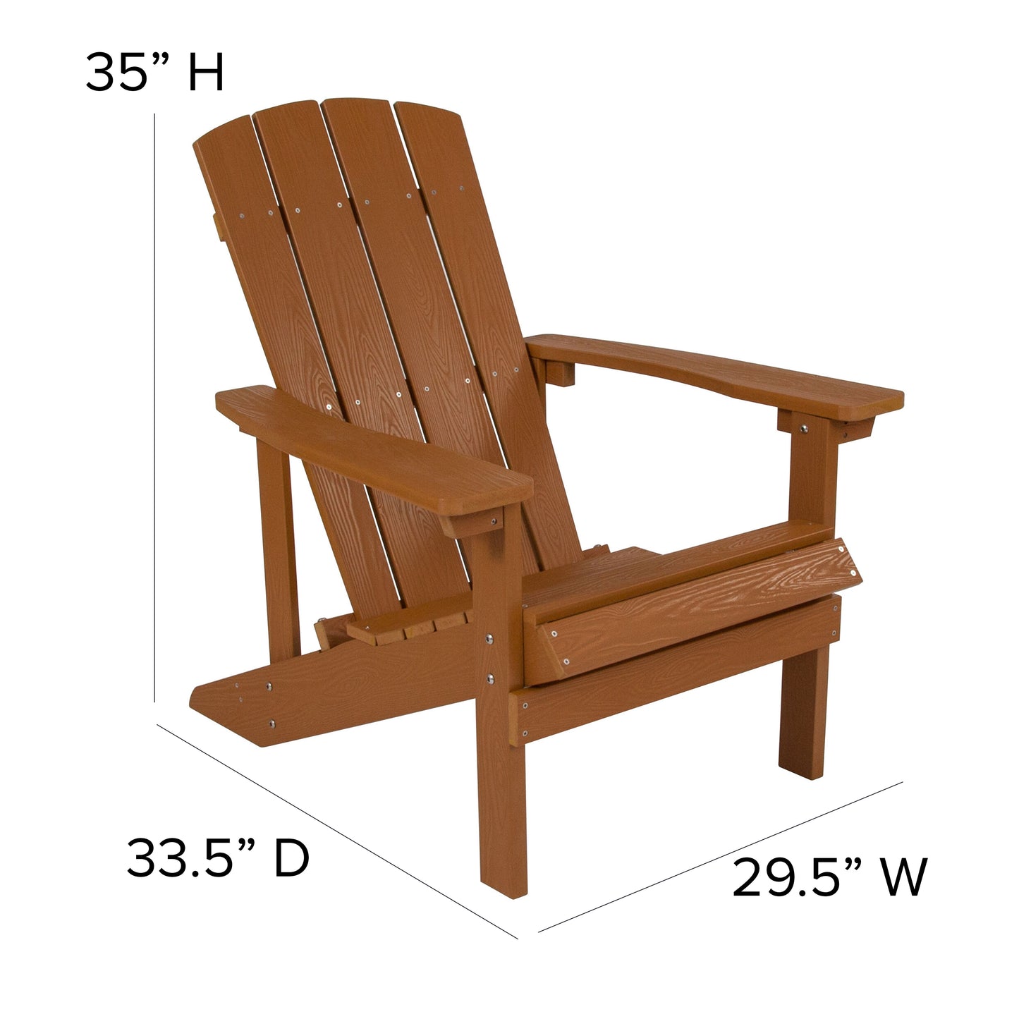 2 Pack Charlestown Commercial All-Weather Poly Resin Wood Adirondack Chairs with Side Table in Teak Teak JJ-C14501-2-T14001-TEAK-GG