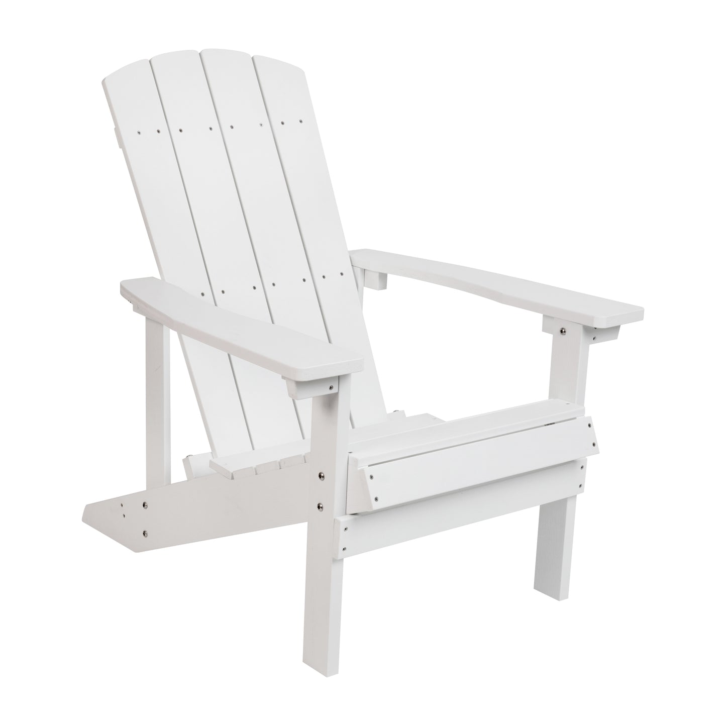 2 Pack Charlestown Commercial All-Weather Poly Resin Wood Adirondack Chairs with Side Table in White White JJ-C14501-2-T14001-WH-GG
