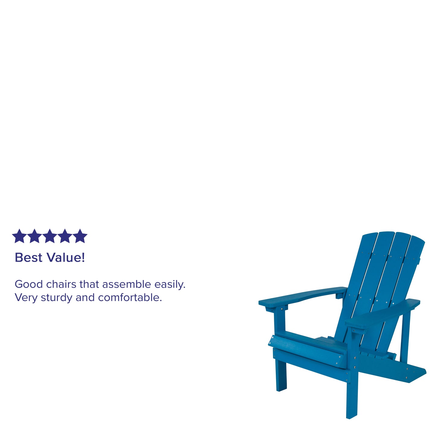 Charlestown Commercial All-Weather Poly Resin Wood Adirondack Chair in Blue Blue