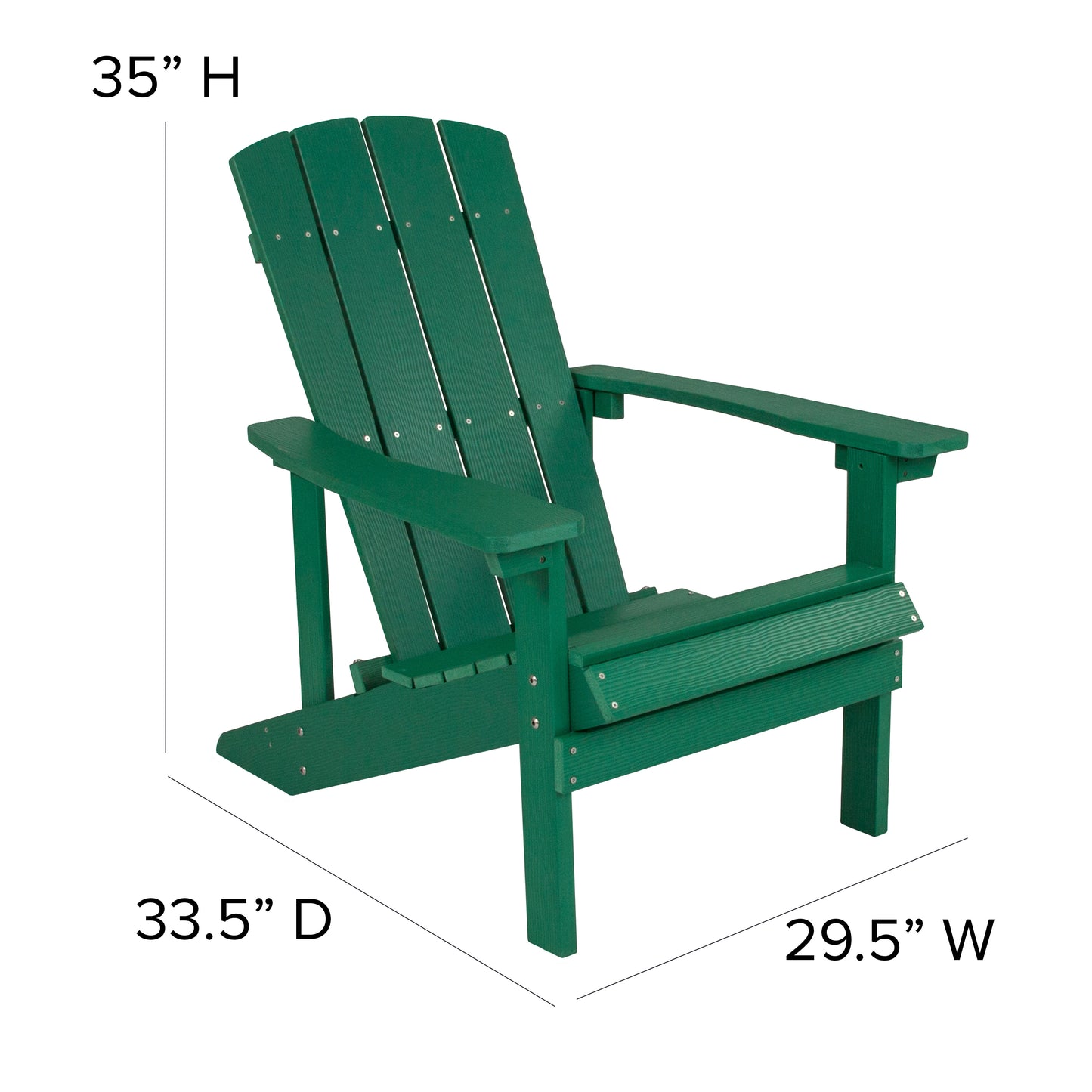 Charlestown Commercial All-Weather Poly Resin Wood Adirondack Chair in Green Green