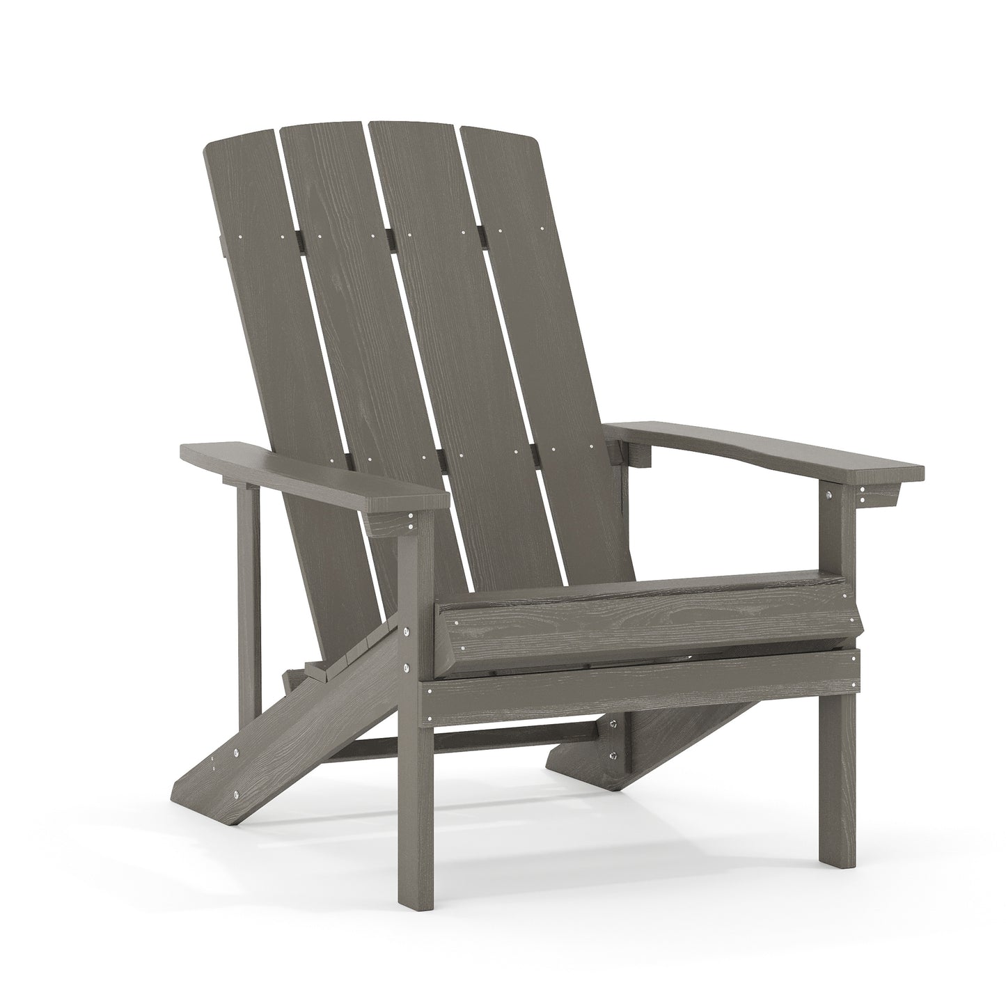 Charlestown Commercial All-Weather Poly Resin Wood Adirondack Chair in Gray Gray