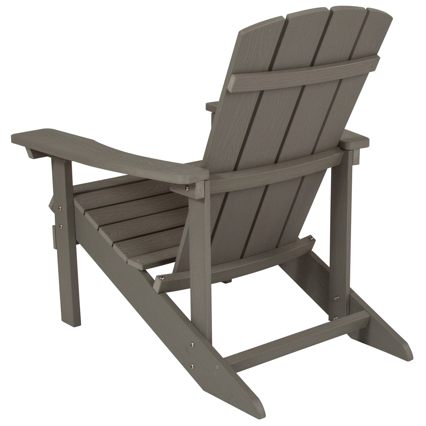 Charlestown Commercial All-Weather Poly Resin Wood Adirondack Chair in Gray Gray