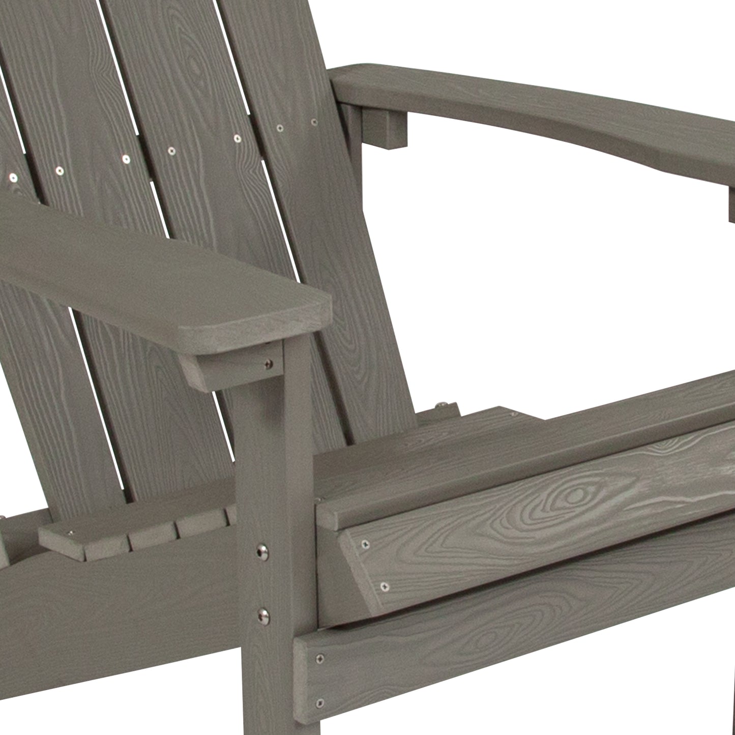 Charlestown Commercial All-Weather Poly Resin Wood Adirondack Chair in Gray Gray