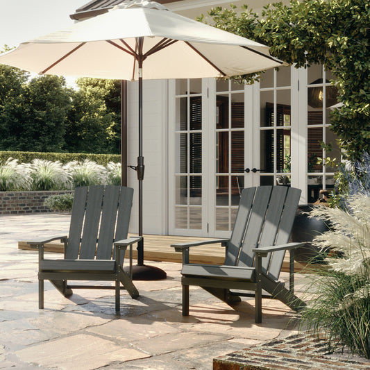 Charlestown Commercial All-Weather Poly Resin Wood Adirondack Chair in Gray Gray