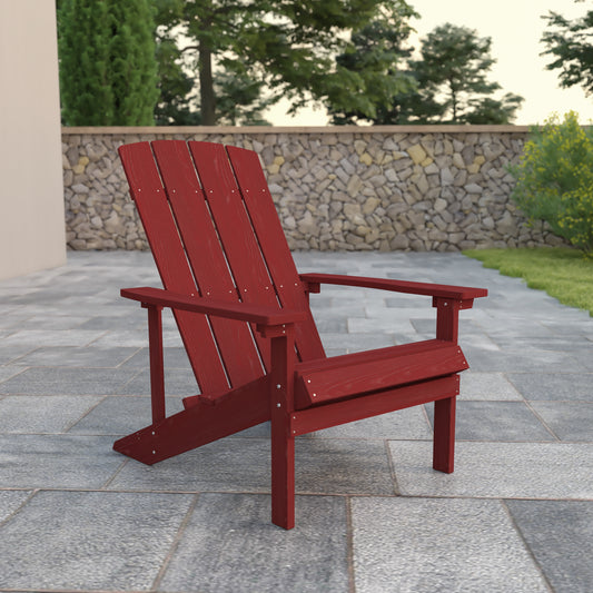 Charlestown Commercial All-Weather Poly Resin Wood Adirondack Chair in Red Red