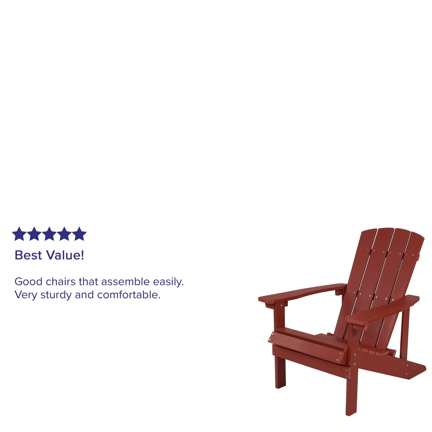 Charlestown Commercial All-Weather Poly Resin Wood Adirondack Chair in Red Red