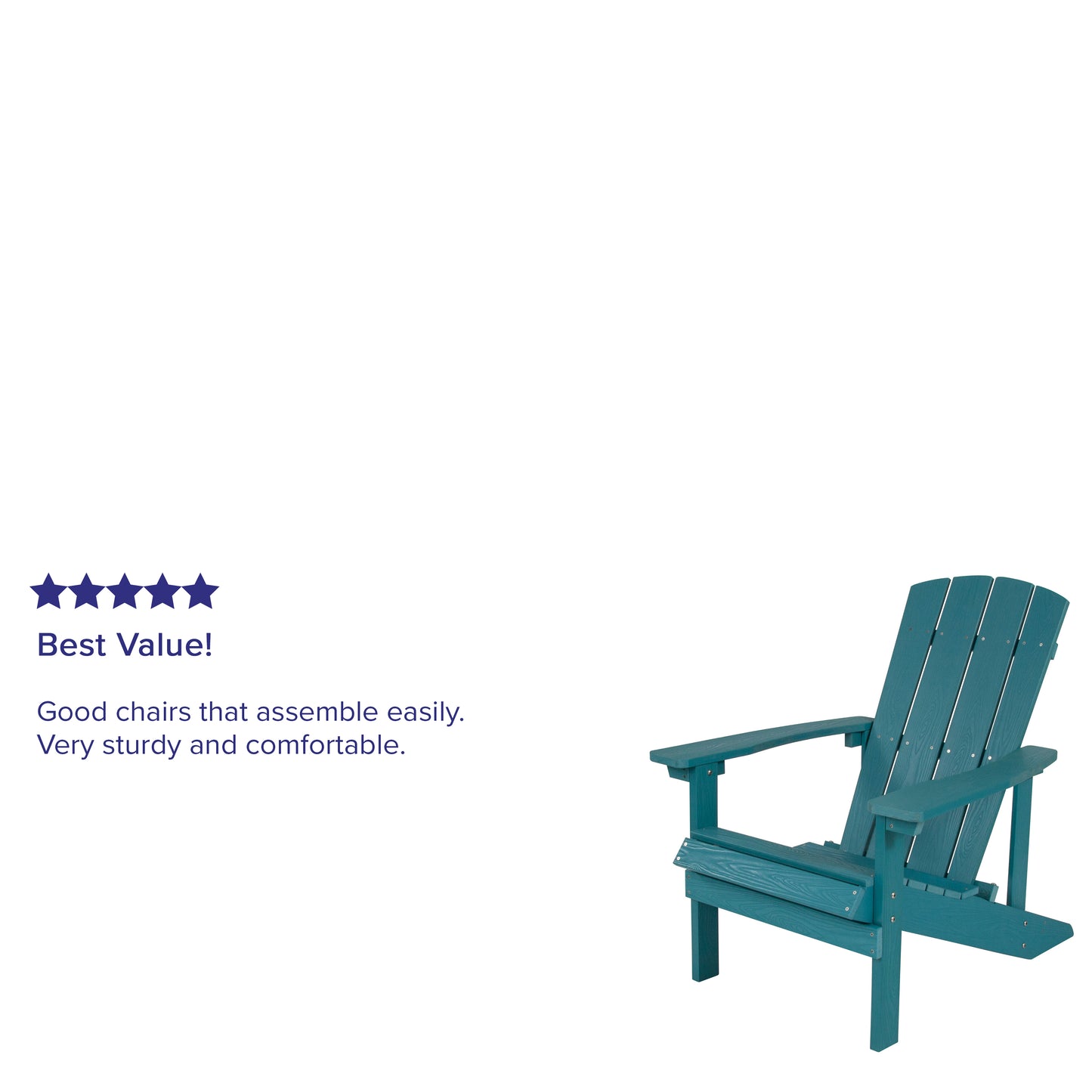 Charlestown Commercial All-Weather Poly Resin Wood Adirondack Chair in Sea Foam Sea Foam