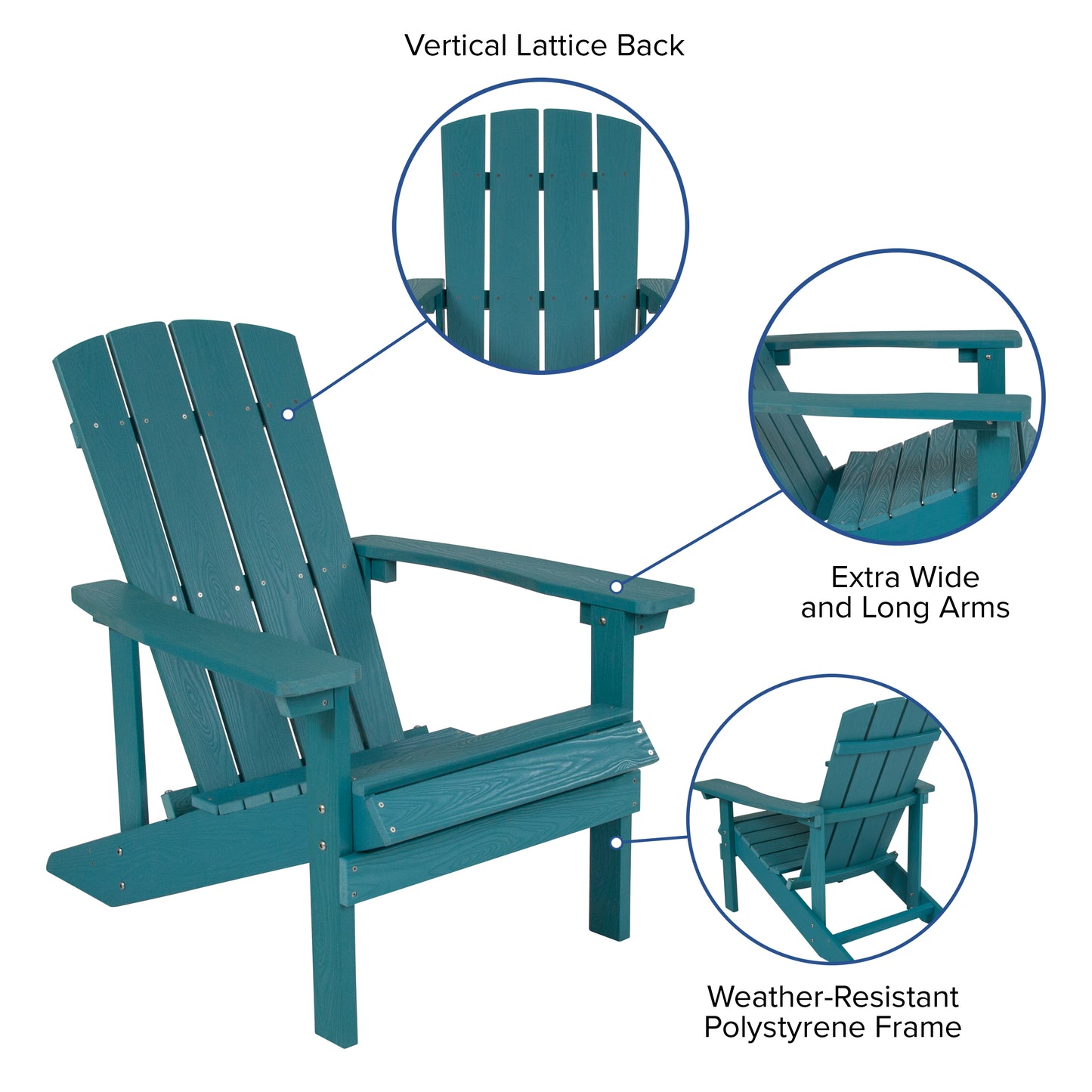Charlestown Commercial All-Weather Poly Resin Wood Adirondack Chair in Sea Foam Sea Foam