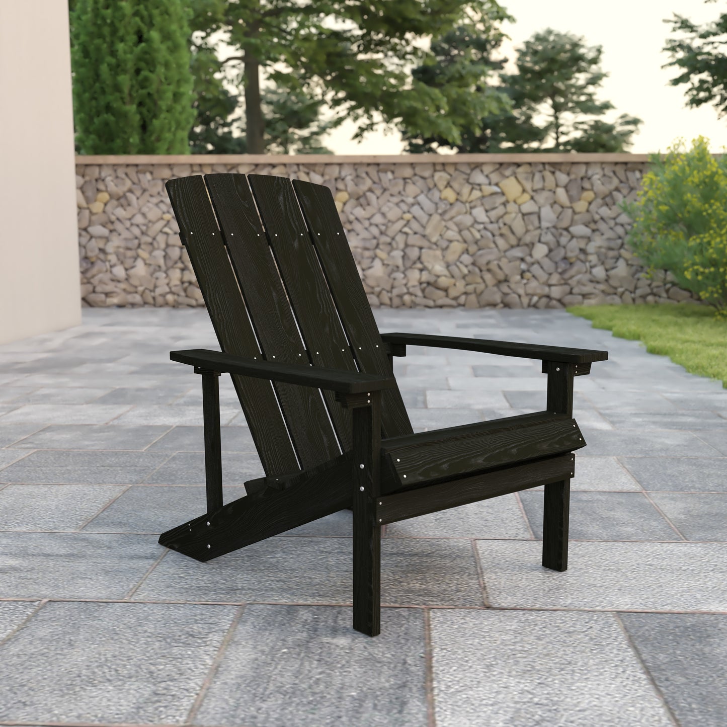 Charlestown Commercial All-Weather Poly Resin Wood Adirondack Chair in Slate Gray Slate Gray