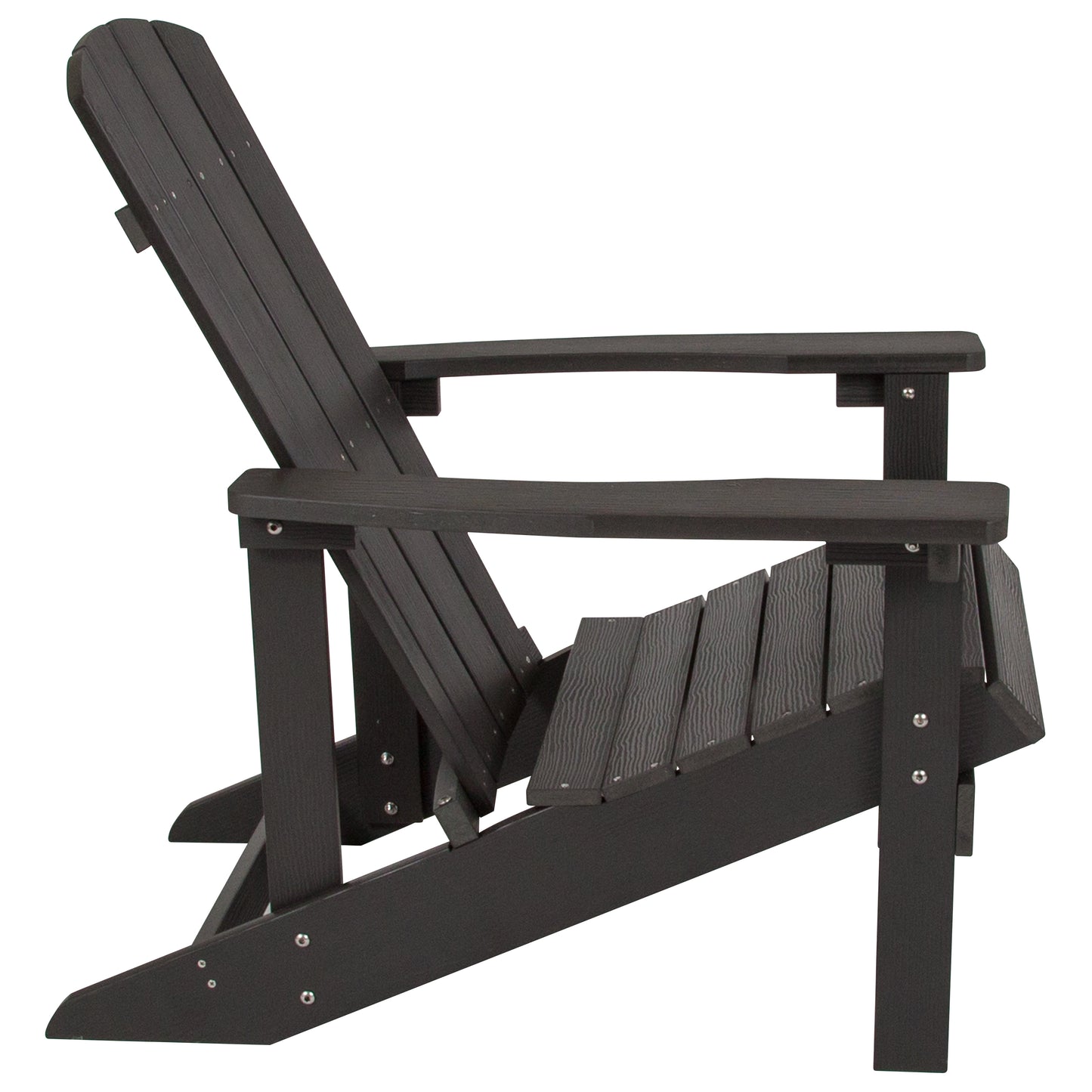 Charlestown Commercial All-Weather Poly Resin Wood Adirondack Chair in Slate Gray Slate Gray
