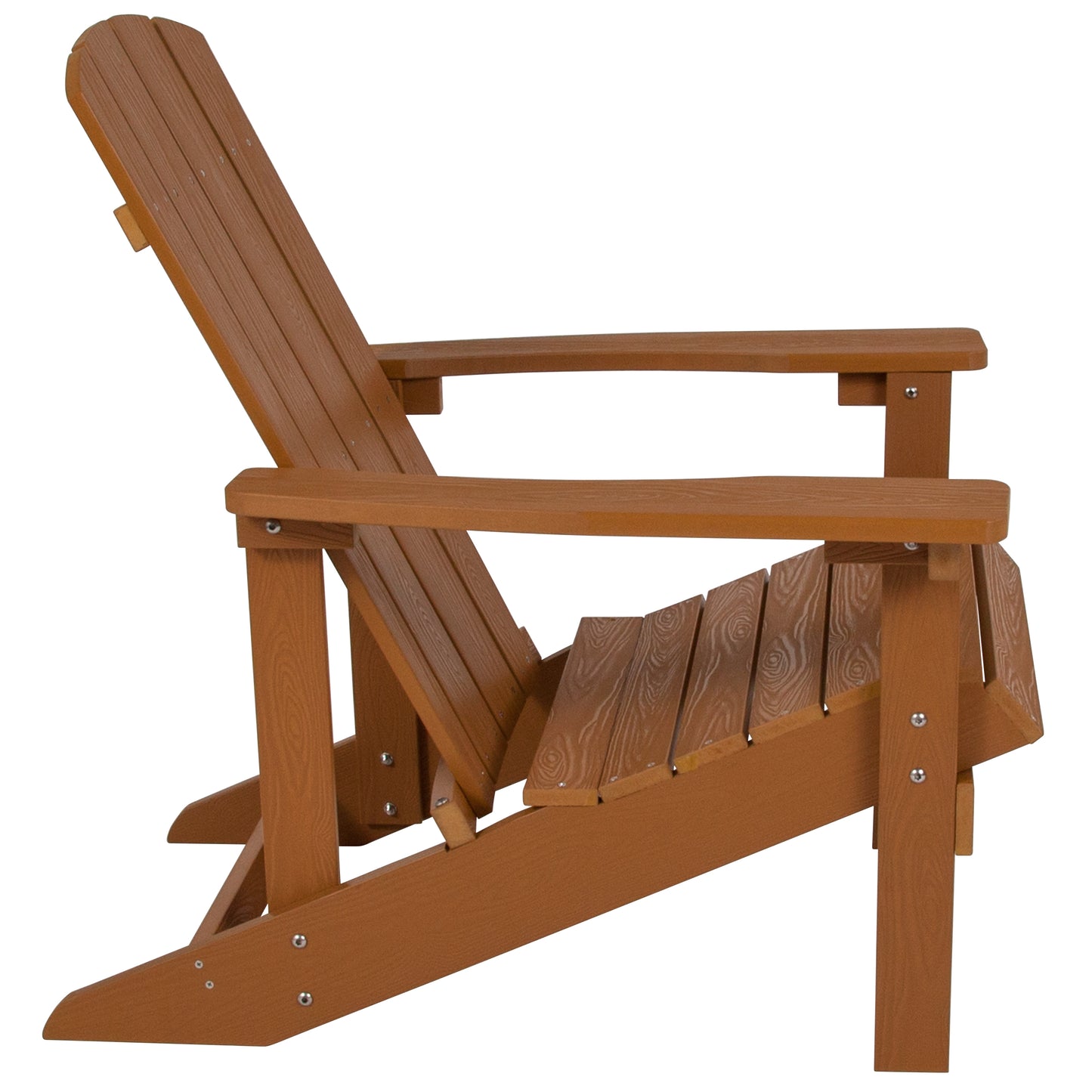 Charlestown Commercial All-Weather Poly Resin Wood Adirondack Chair in Teak Teak JJ-C14501-TEAK-GG