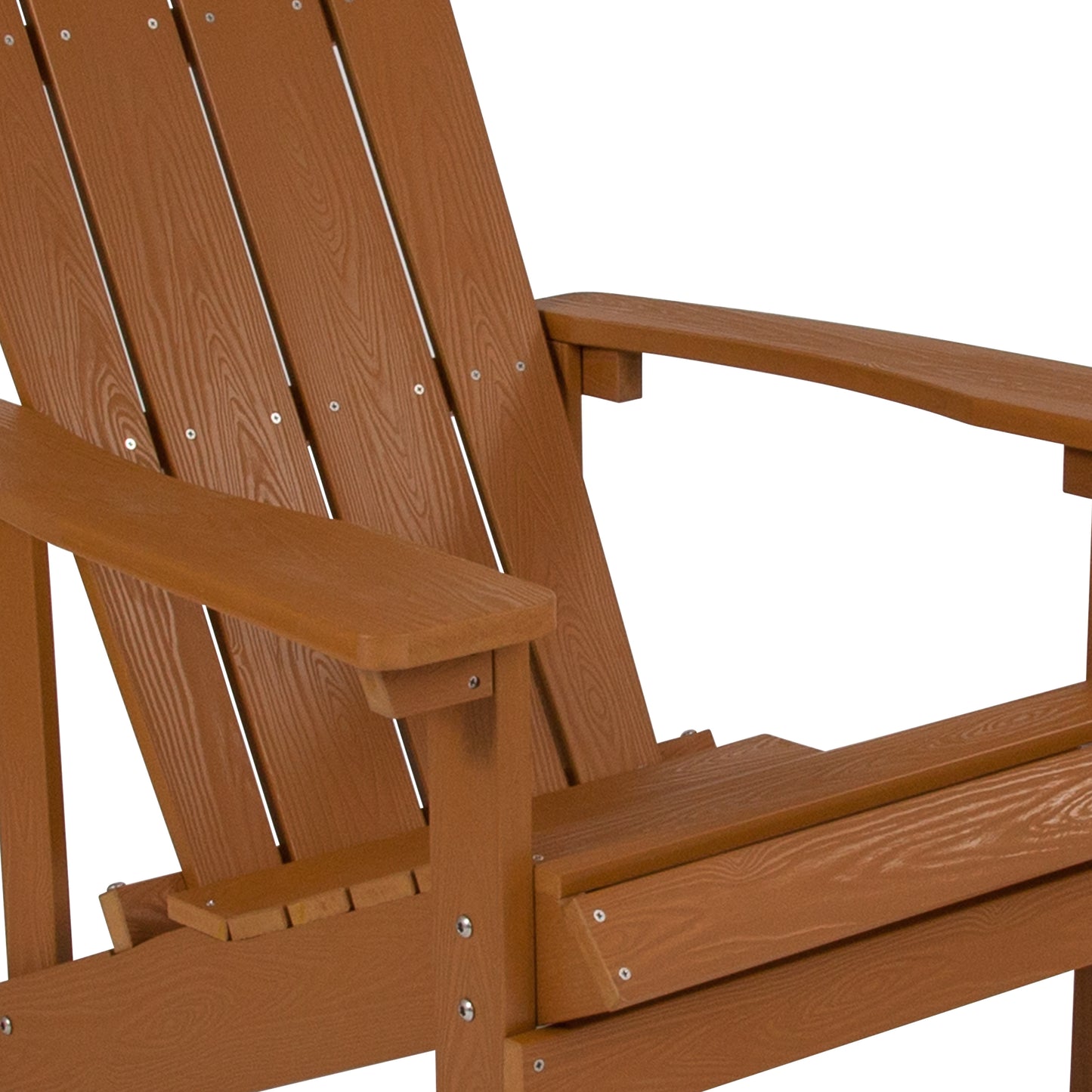Charlestown Commercial All-Weather Poly Resin Wood Adirondack Chair in Teak Teak JJ-C14501-TEAK-GG