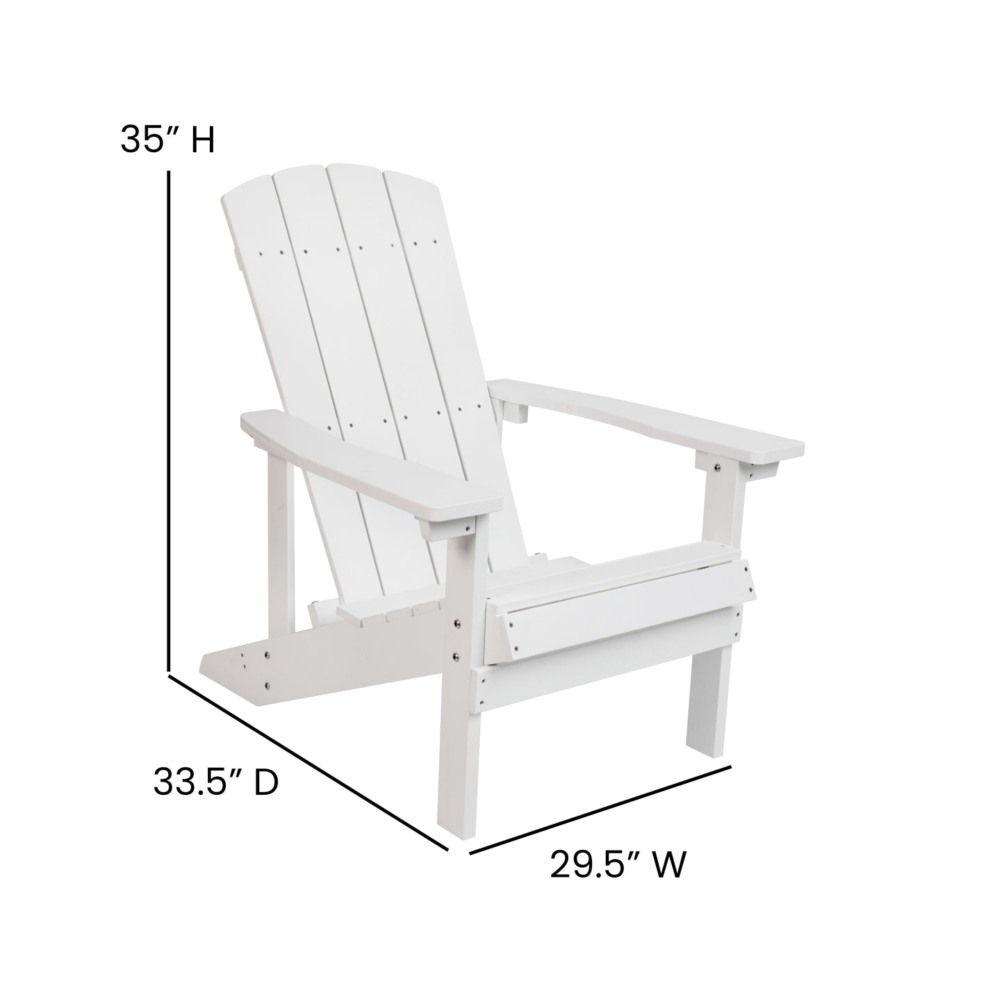 Charlestown Commercial All-Weather Poly Resin Wood Adirondack Chair in White White